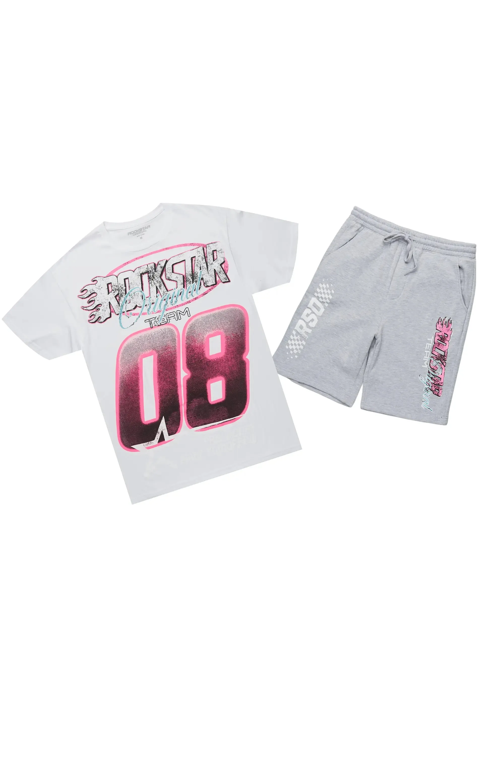 Theo White/Grey T-Shirt Short Set sold by Rockstar Original