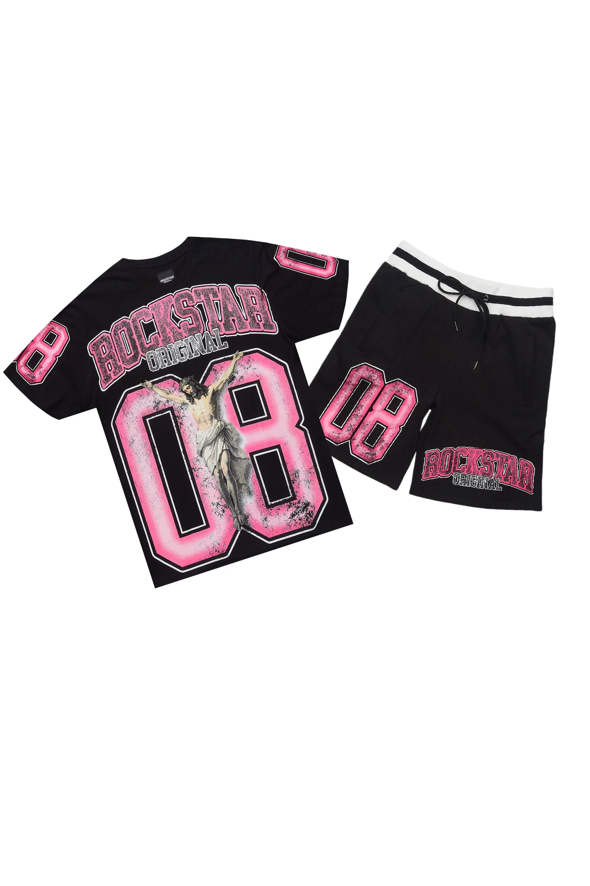Fields Black/Pink T-Shirt Short Set sold by Rockstar Original