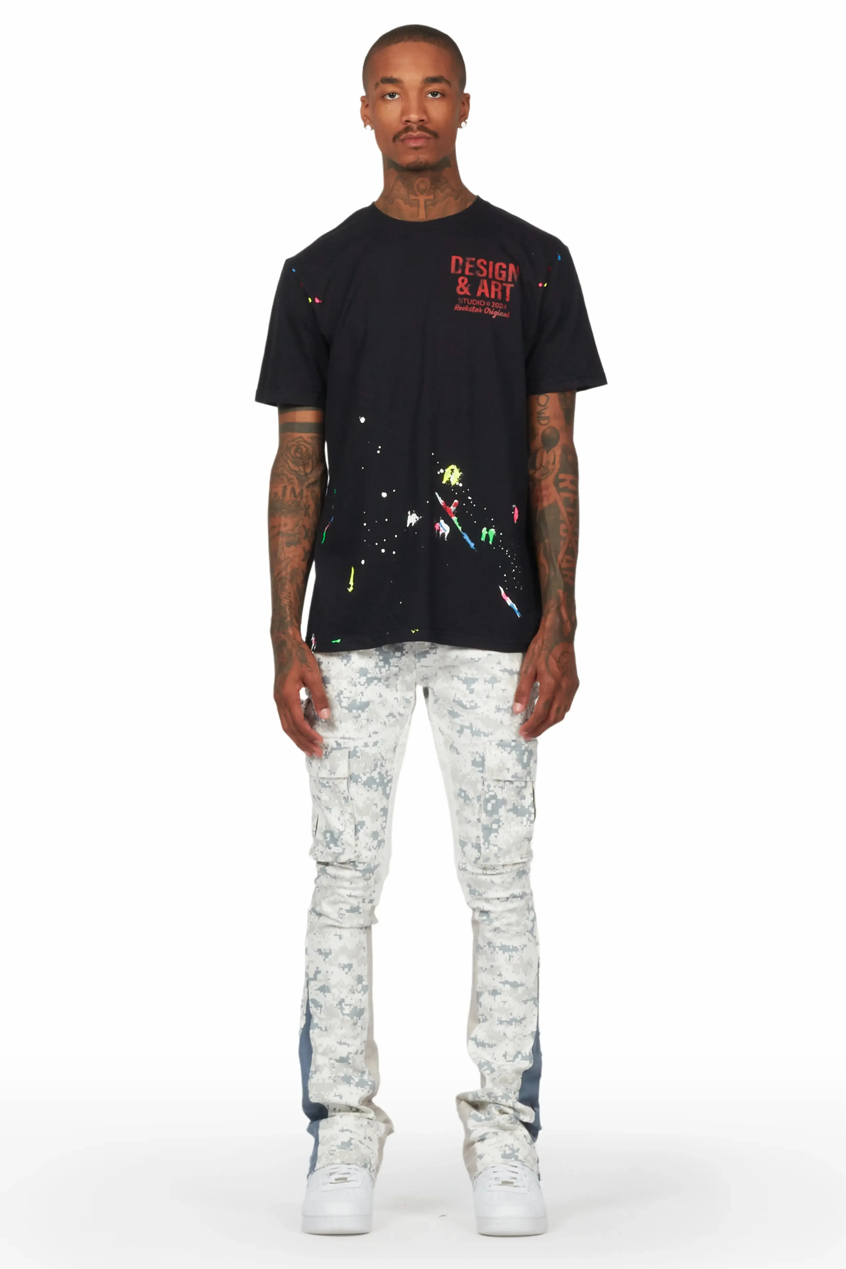 Dajuan Light Camo Stacked Cargo Flare Jean sold by Rockstar Original product image thumbnail 3