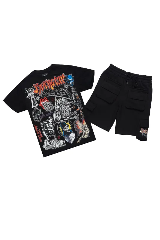 Shoota Black/Red Short Set sold by Rockstar Original