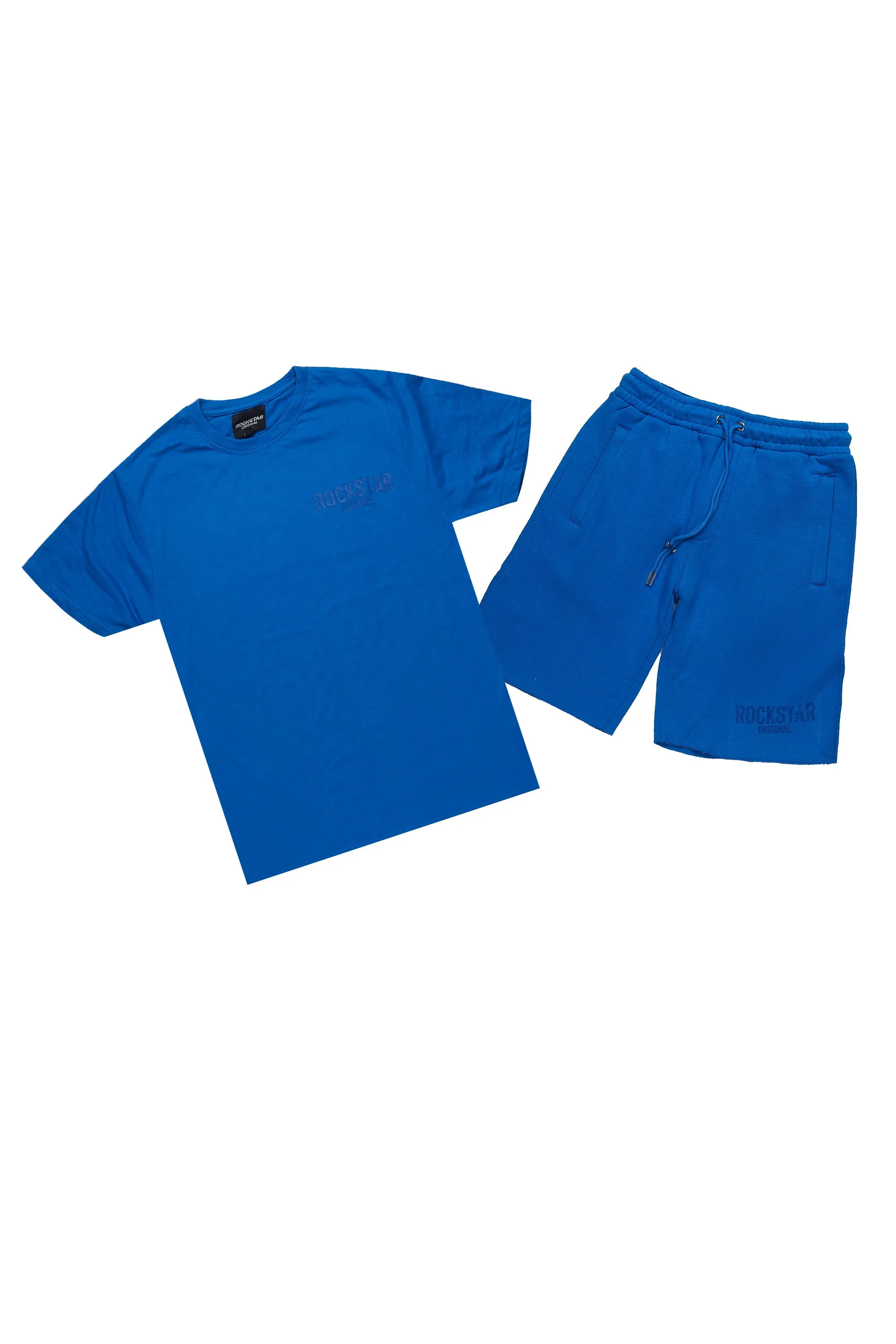 Sana Royal Blue T-Shirt/Raw Edge Short Set sold by Rockstar Original