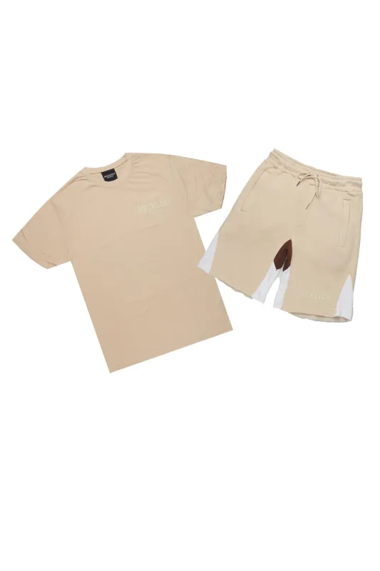 Sana Beige Relaxed T-Shirt/Short Set sold by Rockstar Original