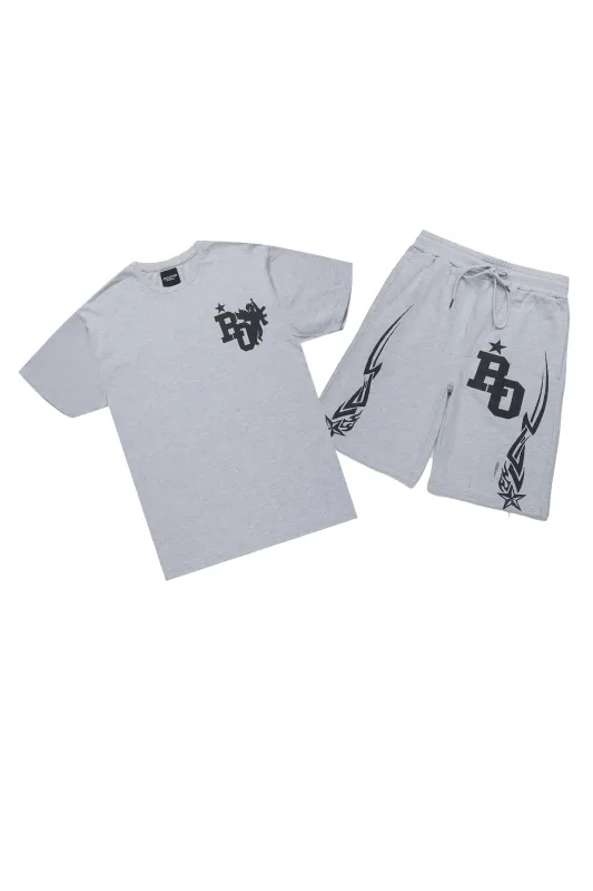 Plutix Heather Grey Graphic T-Shirt Short Set sold by Rockstar Original