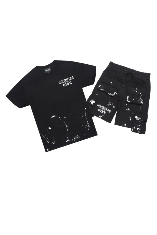 Raffer Black/White T-Shirt Cargo Shorts Set sold by Rockstar Original