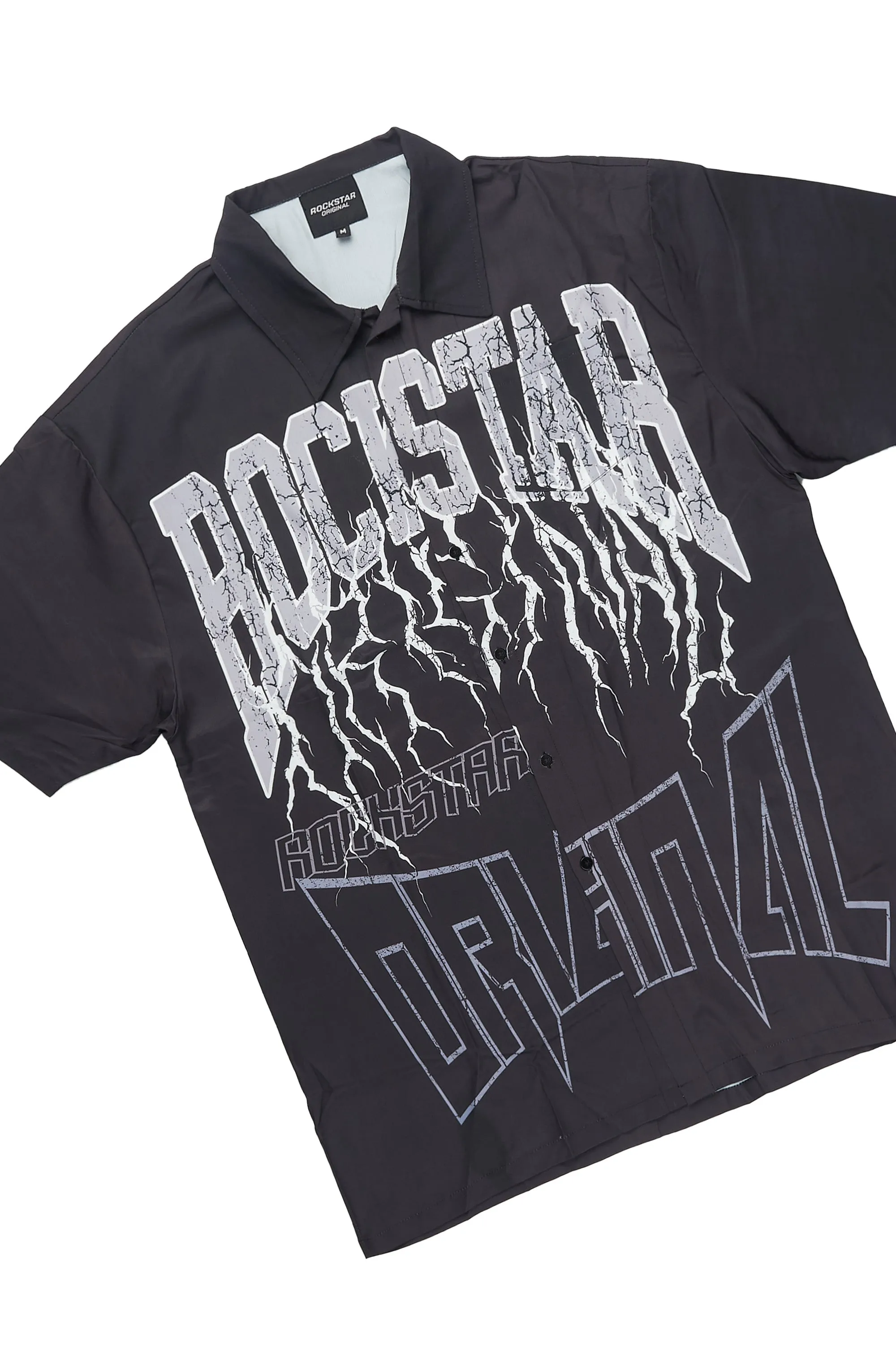 Hustle Black Button Down Short Set sold by Rockstar Original product image thumbnail 2