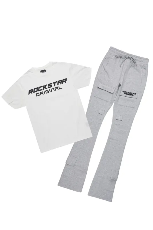 Connor Heather Grey T-Shirt/Stacked Flare Track Set made by Rockstar Original