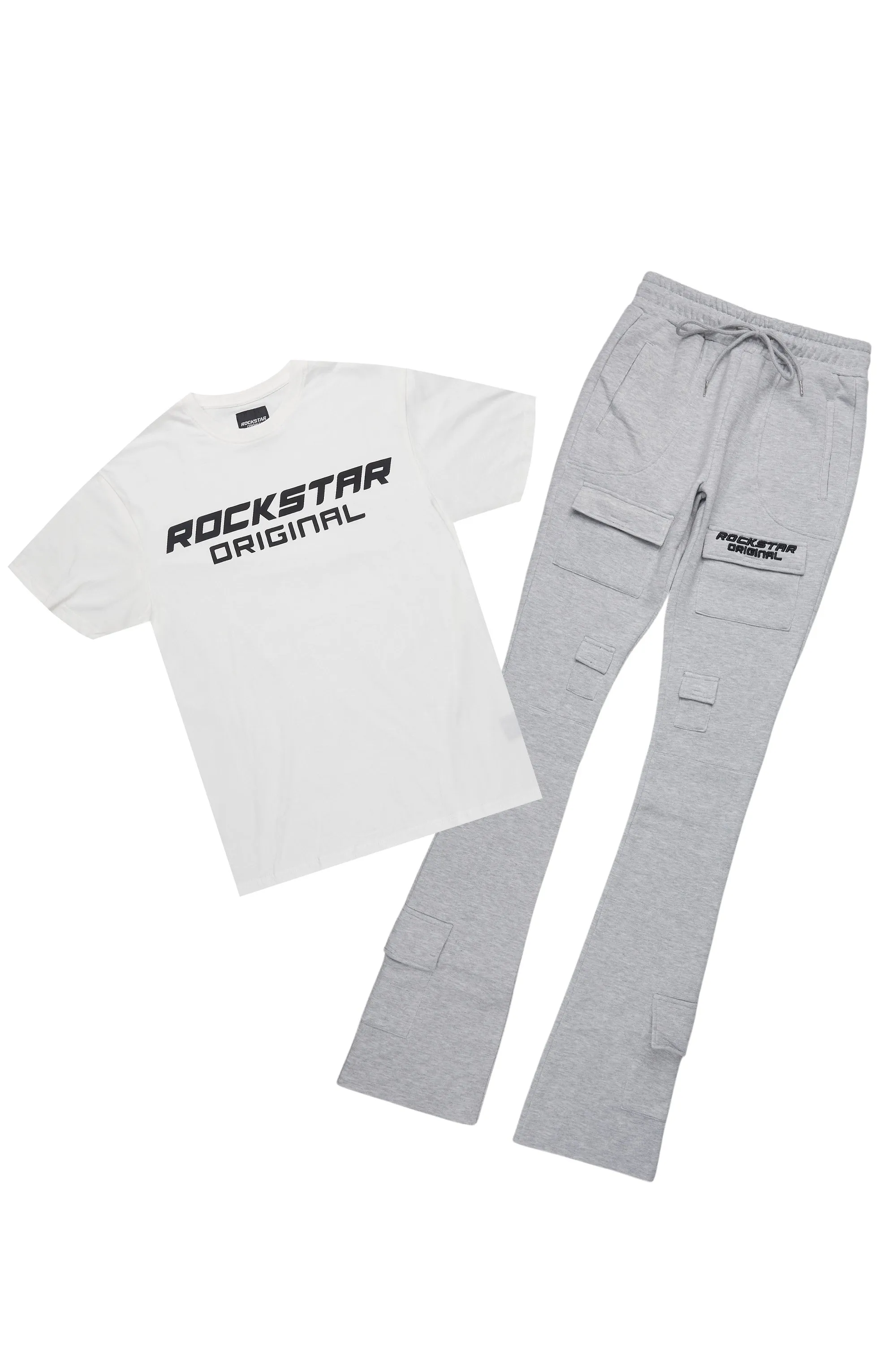 Connor Heather Grey T-Shirt/Stacked Flare Track Set sold by Rockstar Original