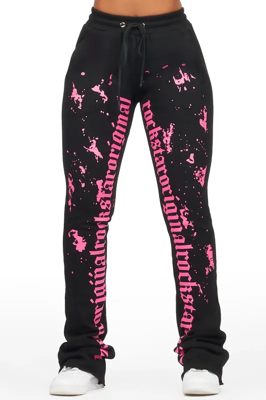 Adwinna Black/Pink Super Stacked Track Pant sold by Rockstar Original