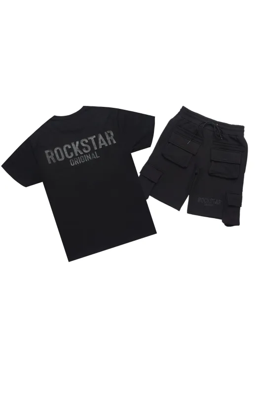 Sana Black/Black T-Shirt Cargo Shorts Set sold by Rockstar Original