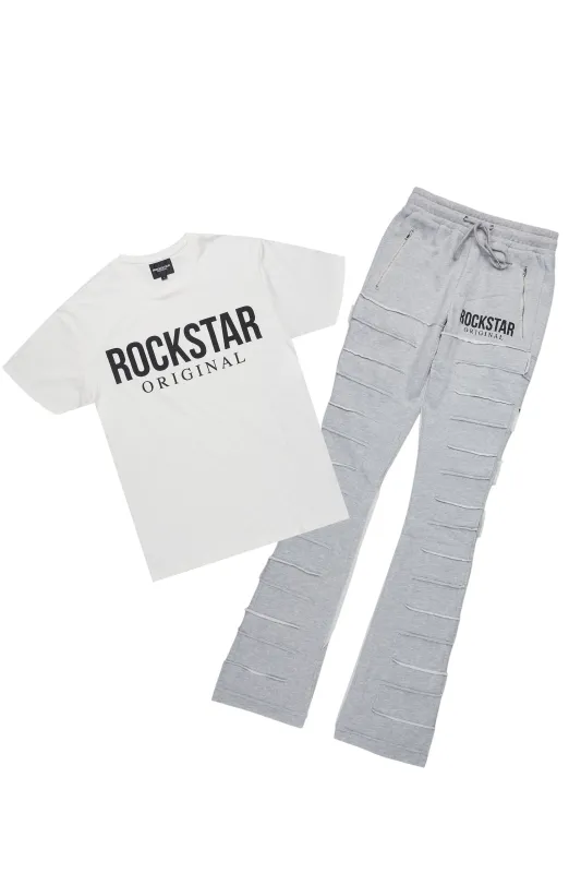 Emilio Heather Grey T-Shirt/Stacked Flare Track Set sold by Rockstar Original