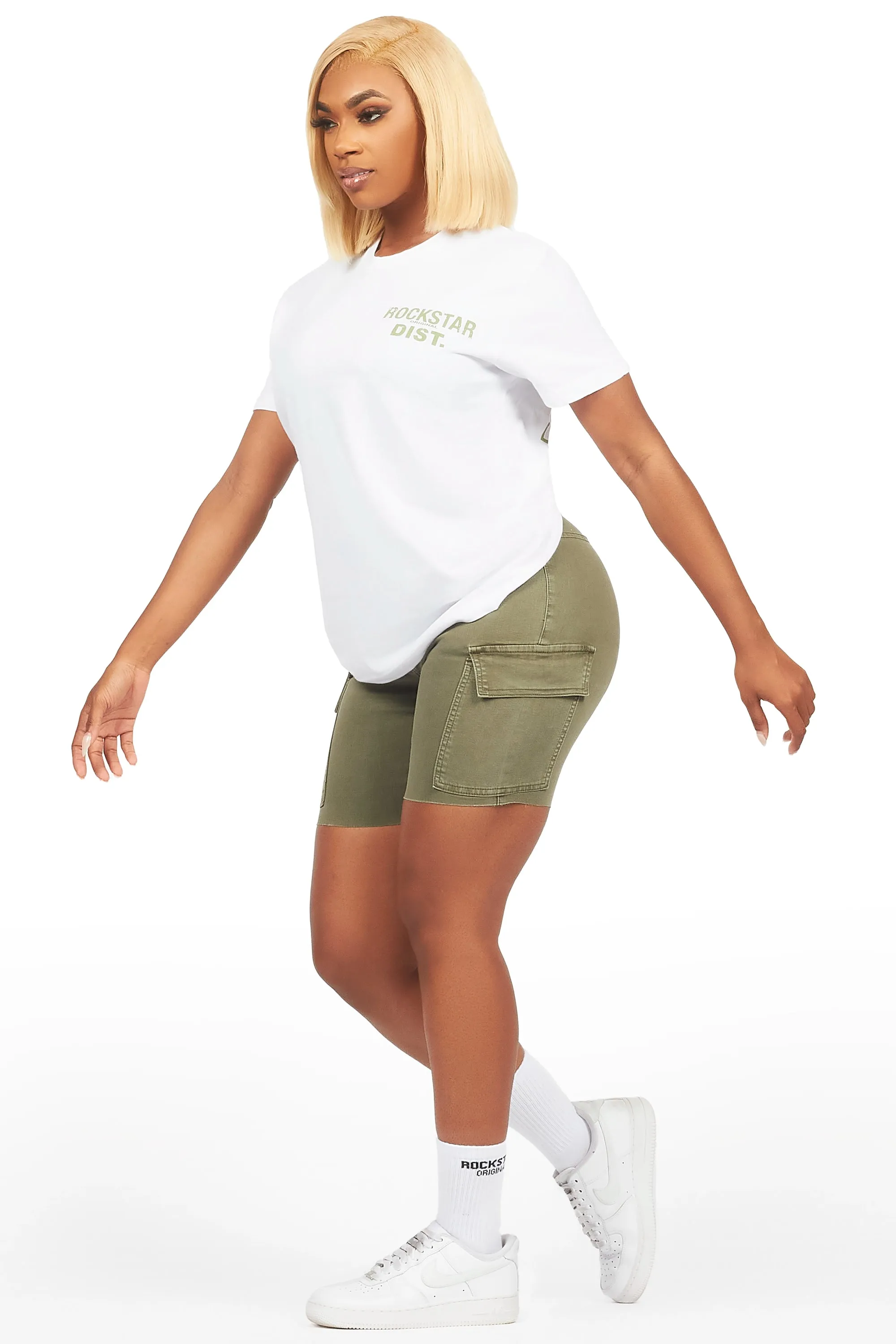 Jakeyia White/Green Denim Short Set sold by Rockstar Original product image thumbnail 4