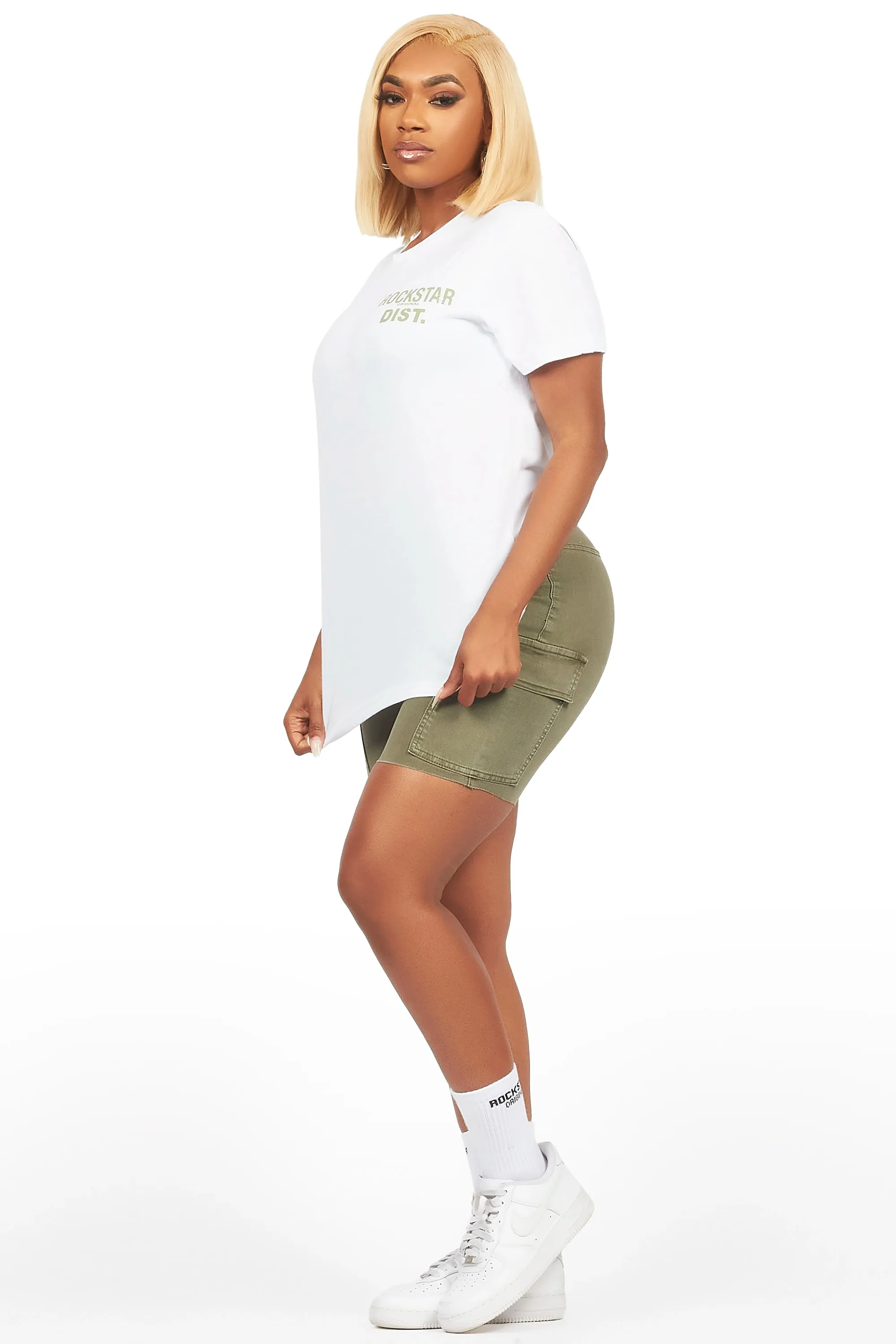 Jakeyia White/Green Denim Short Set sold by Rockstar Original product image thumbnail 3