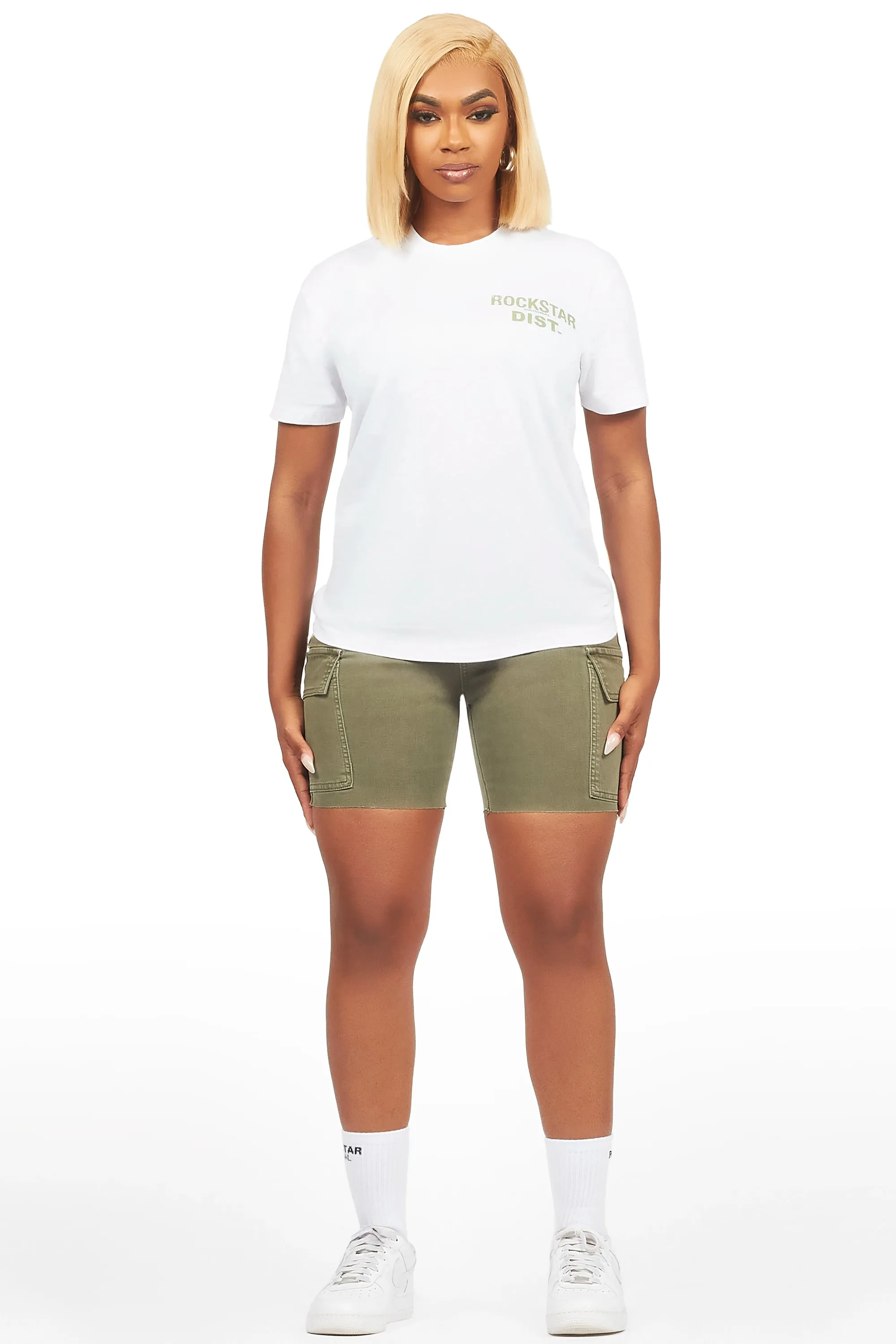 Jakeyia White/Green Denim Short Set sold by Rockstar Original product image thumbnail 2