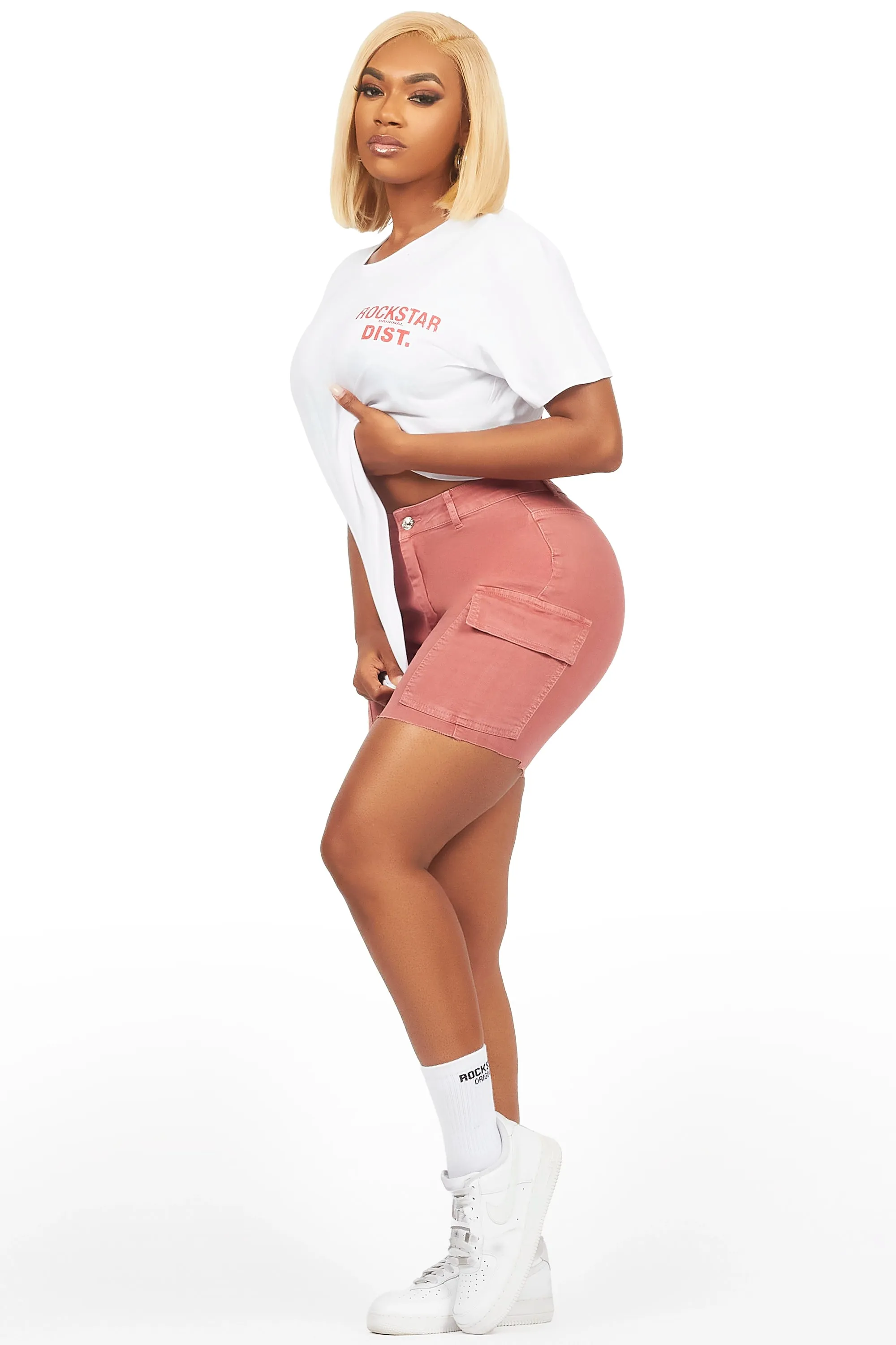Jakeyia White/Rose Denim Short Set sold by Rockstar Original product image thumbnail 3