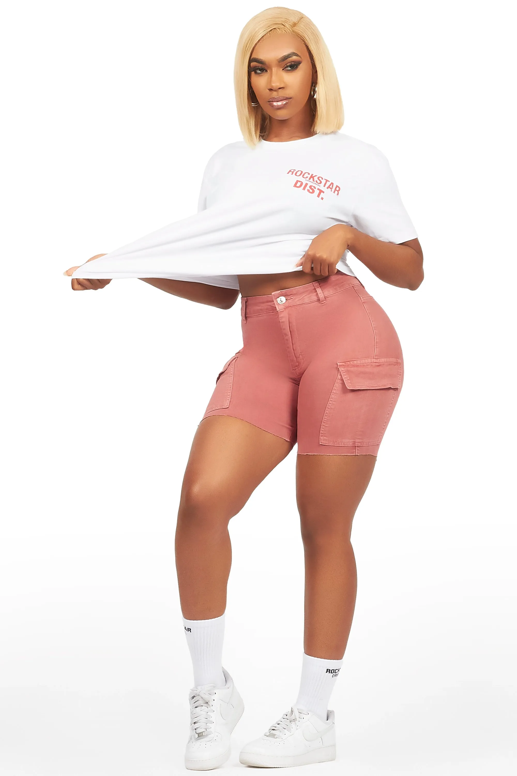 Jakeyia White/Rose Denim Short Set sold by Rockstar Original product image thumbnail 2