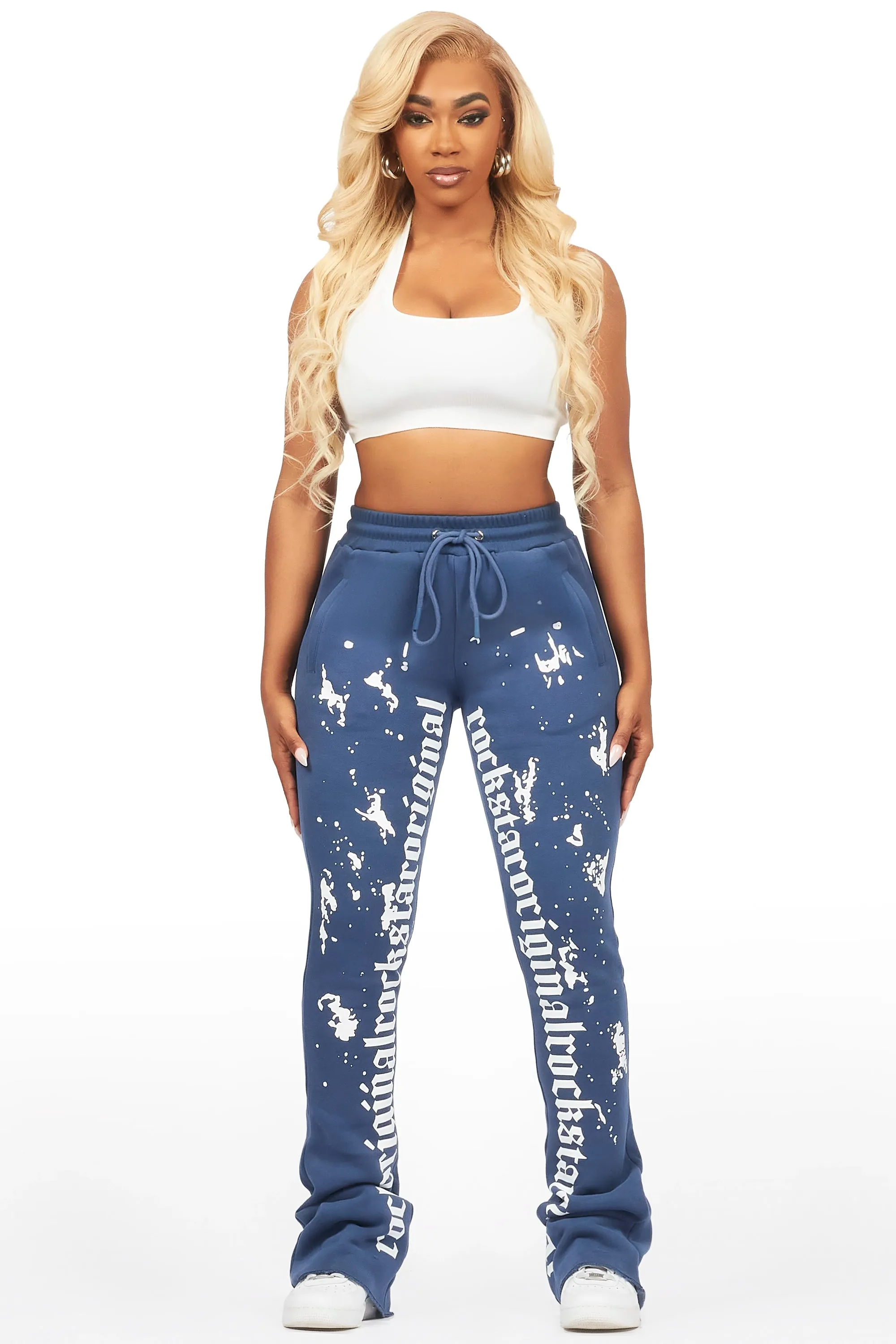 Adwinna Navy Super Stacked Track Pant sold by Rockstar Original product image thumbnail 2