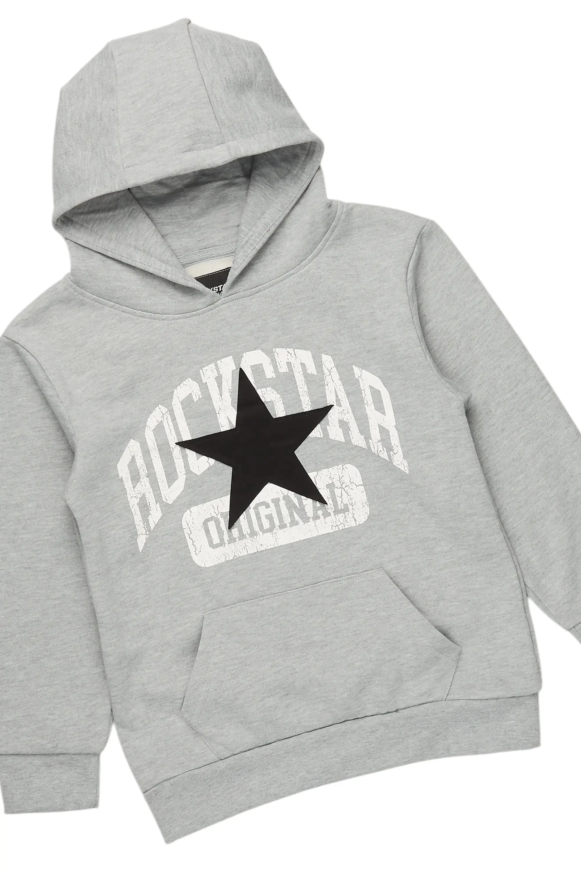 Girls Mallora Heather Grey Baggy Stacked Hoodie Track Set sold by Rockstar Original product image thumbnail 2