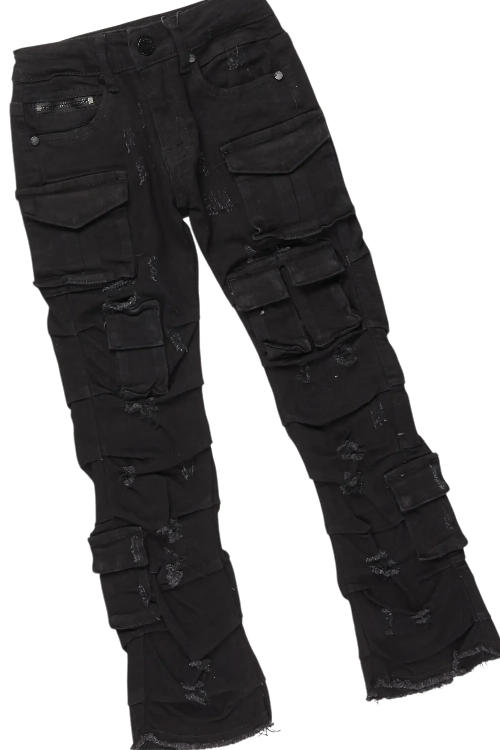 Girls Isha Grey/Black Hoodie/Stacked Flare Jean Set sold by Rockstar Original product image thumbnail 3