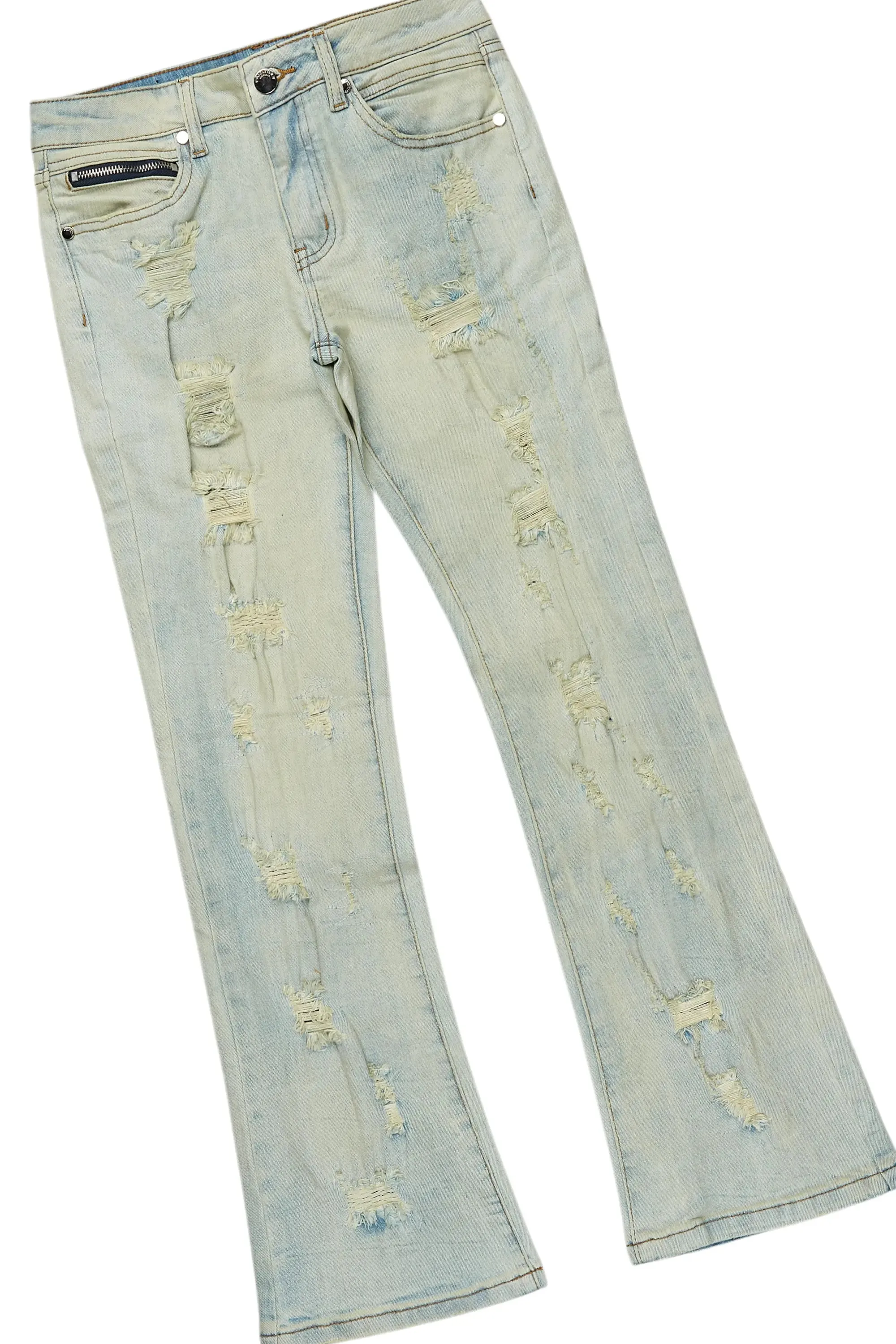 Girls Jilie Vintage Beige Hoodie/Stacked Flare Jean Set sold by Rockstar Original product image thumbnail 3