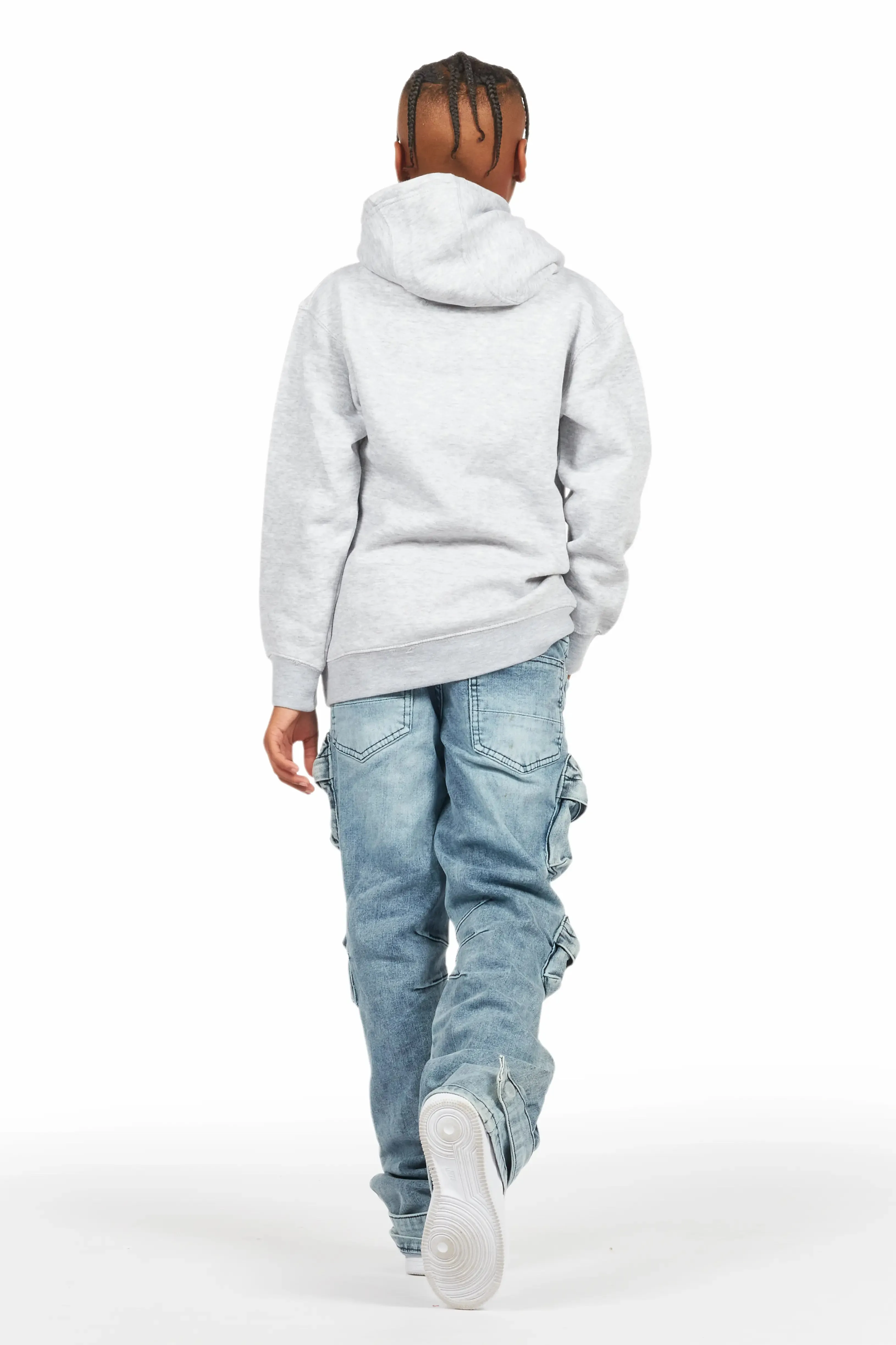 Boys Boaz Heather Grey Hoodie/Stacked Flare Jean Set sold by Rockstar Original product image thumbnail 4