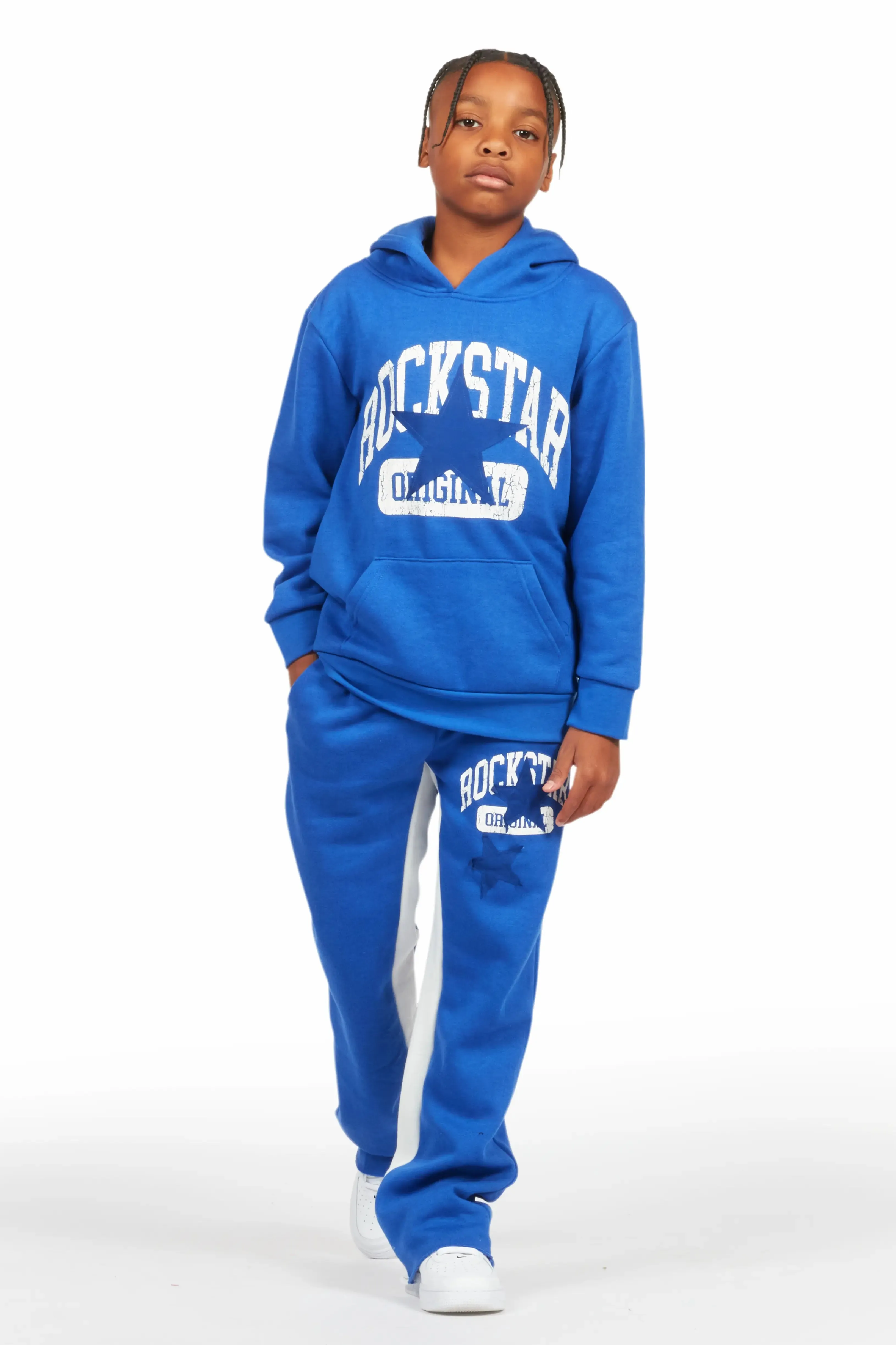 Boys Mallor Royal Blue Baggy Stacked Hoodie Track Set sold by Rockstar Original product image thumbnail 2