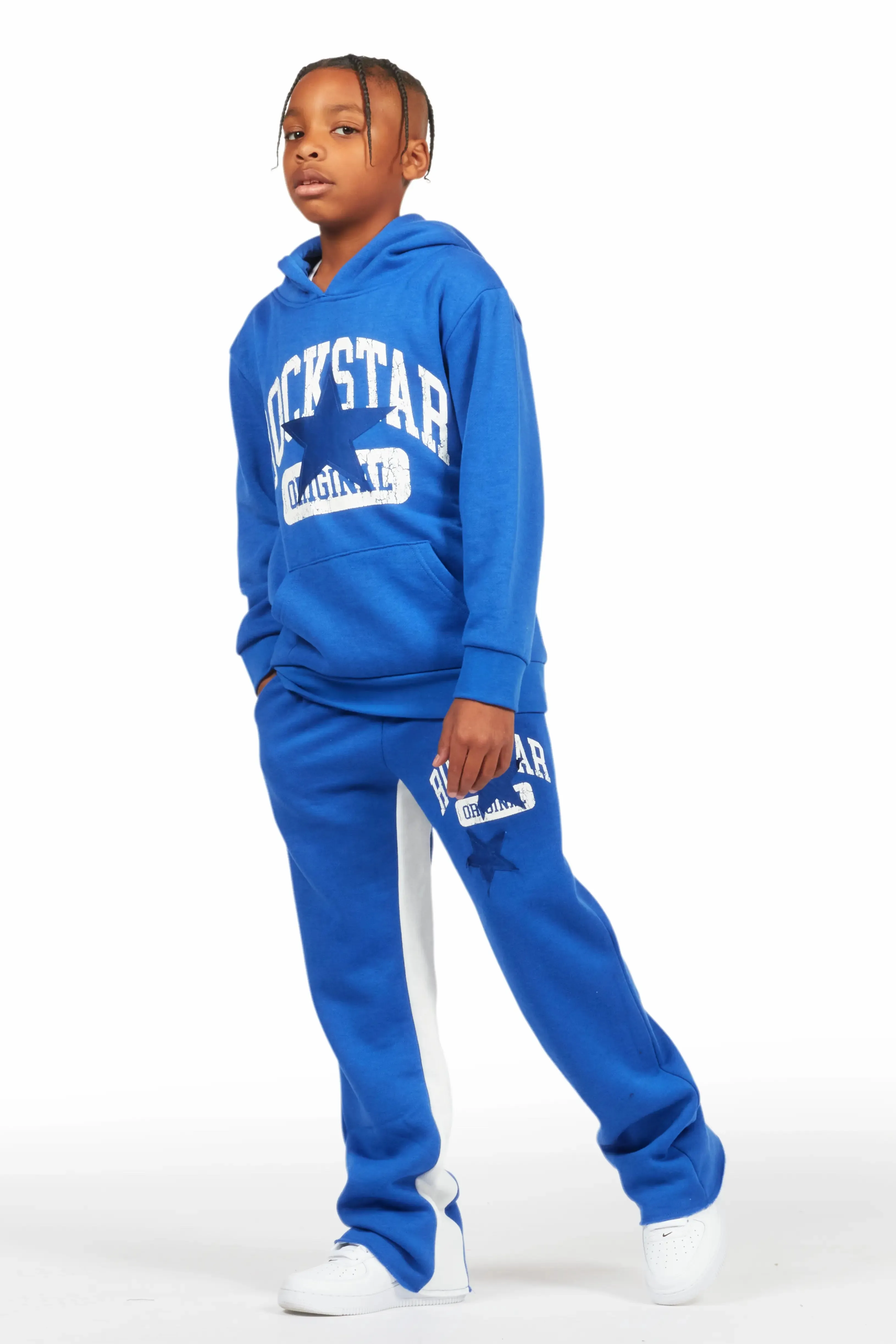 Boys Mallor Royal Blue Baggy Stacked Hoodie Track Set sold by Rockstar Original product image thumbnail 5