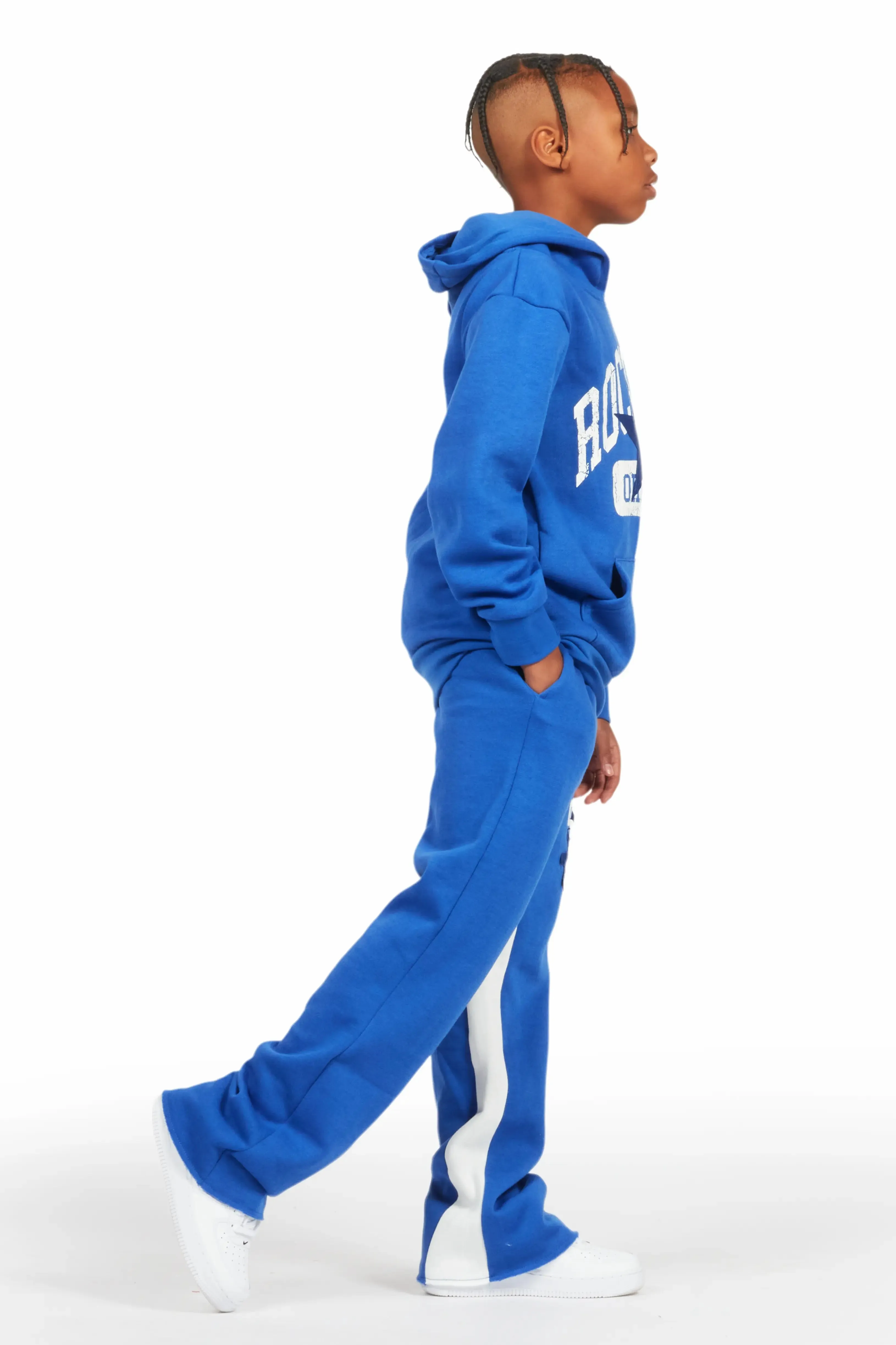 Boys Mallor Royal Blue Baggy Stacked Hoodie Track Set sold by Rockstar Original product image thumbnail 3