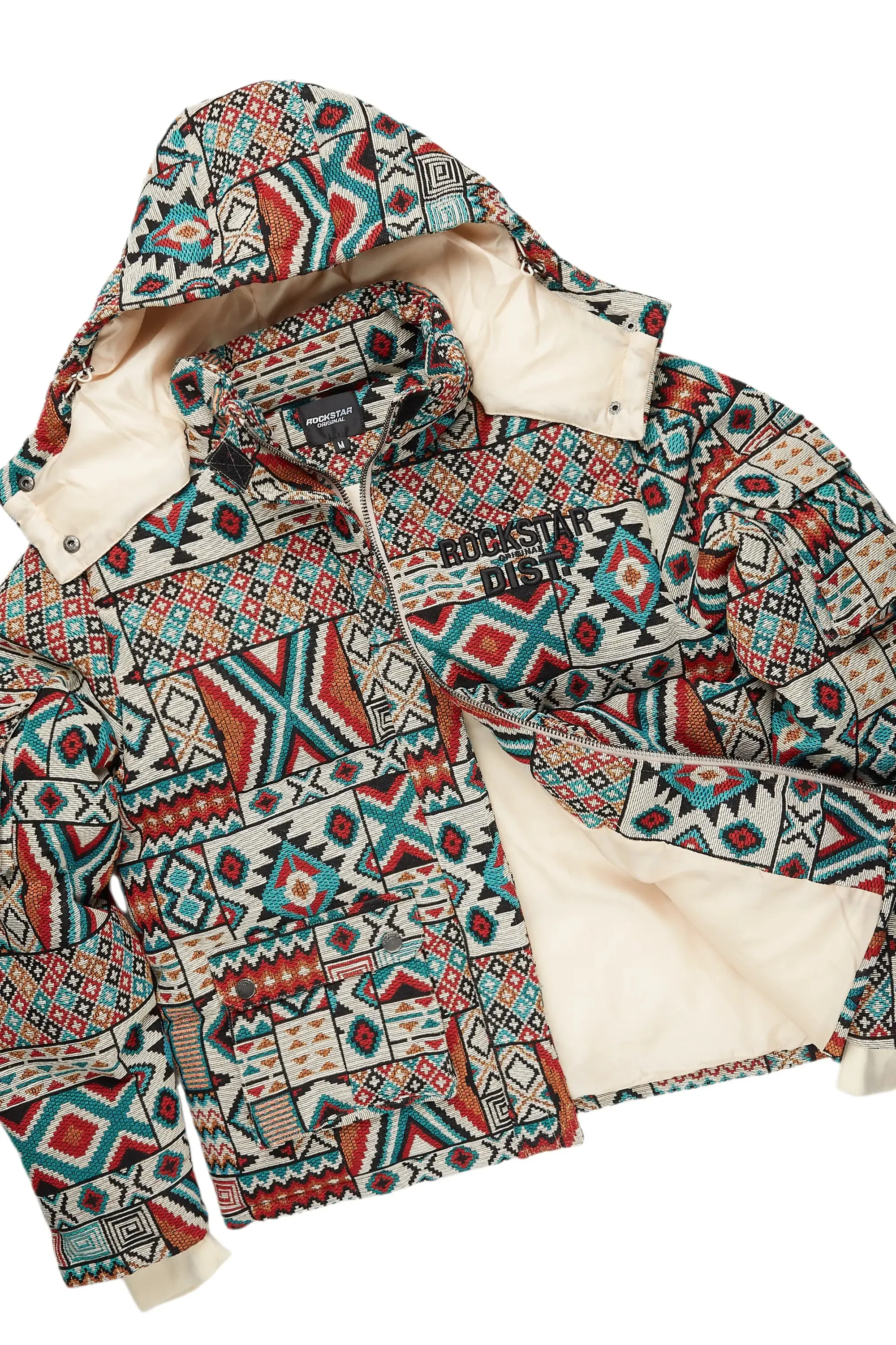 Boys Nard Beige Multi Tapestry Puffer Jacket/Flare Jean Set sold by Rockstar Original product image thumbnail 3