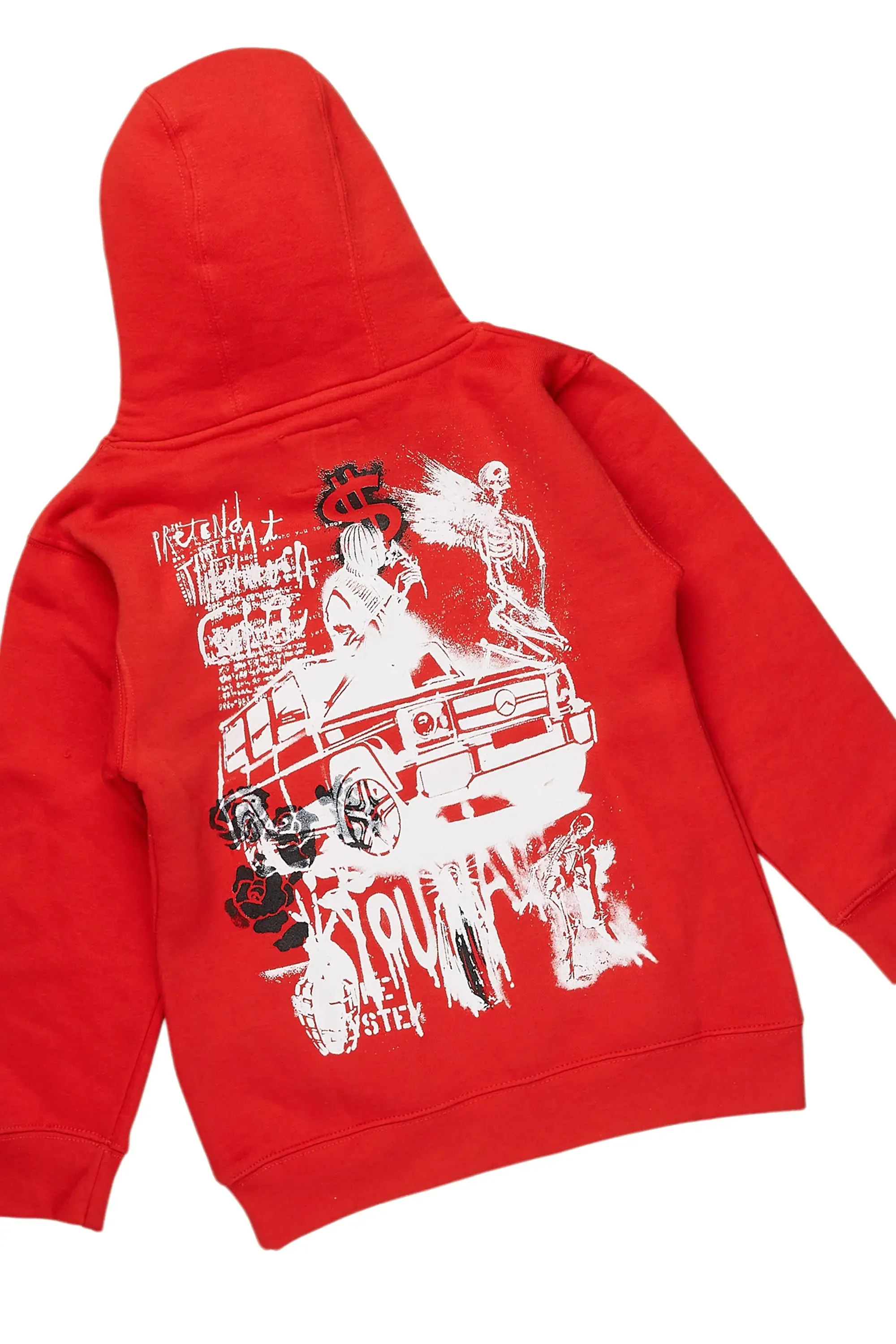 Boys Beau Red/Black Hoodie/Stacked Flare Jean Set sold by Rockstar Original product image thumbnail 3