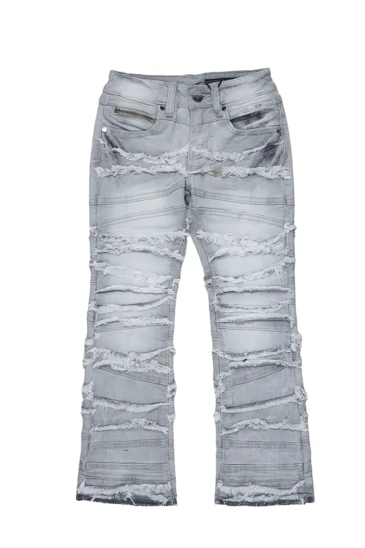 Boys Franko Light Grey Stack Flare Jean sold by Rockstar Original
