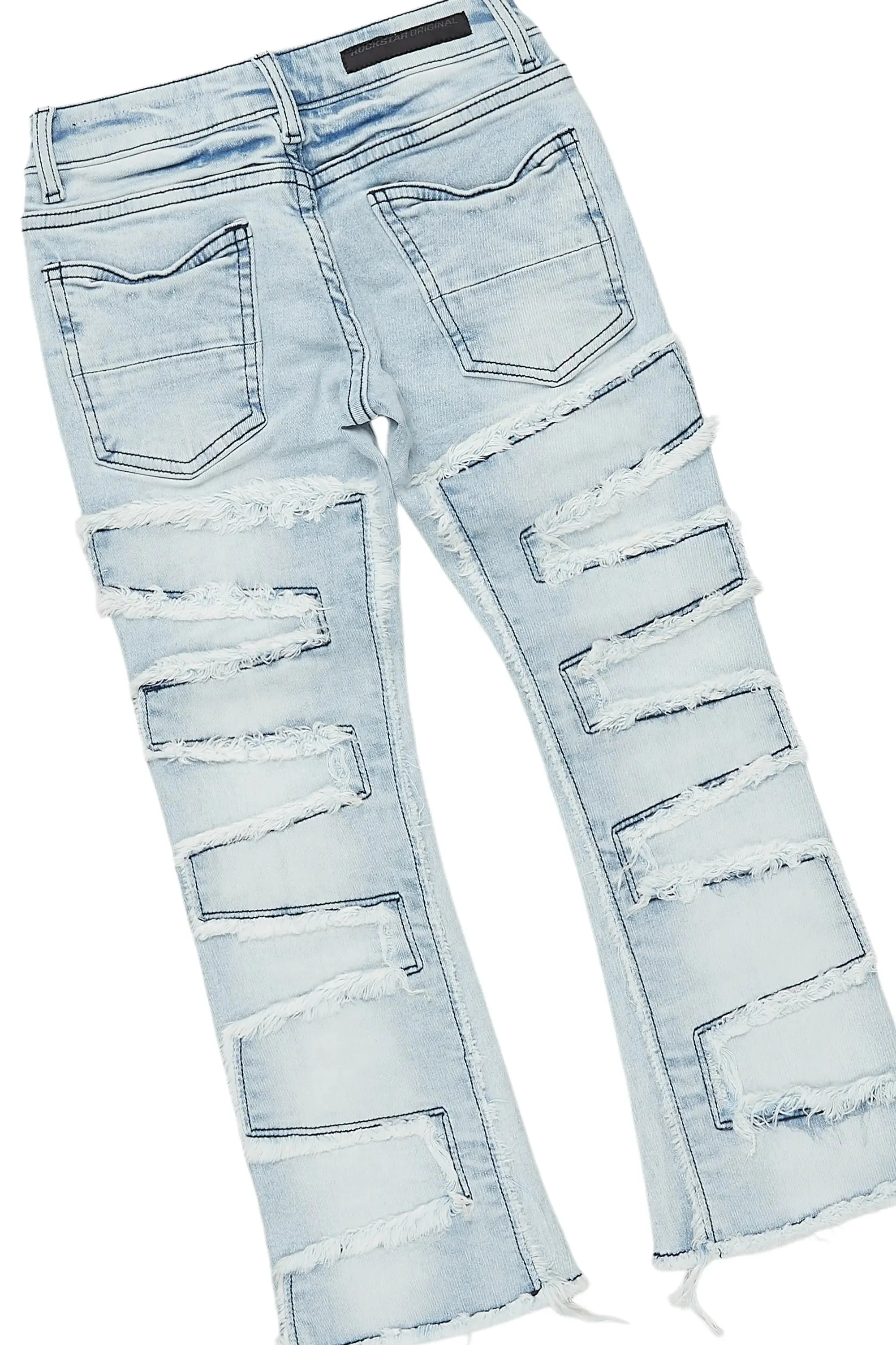 Girls Brielle Blue/Vintage Beige Hoodie/Stacked Flare Jean Set sold by Rockstar Original product image thumbnail 4