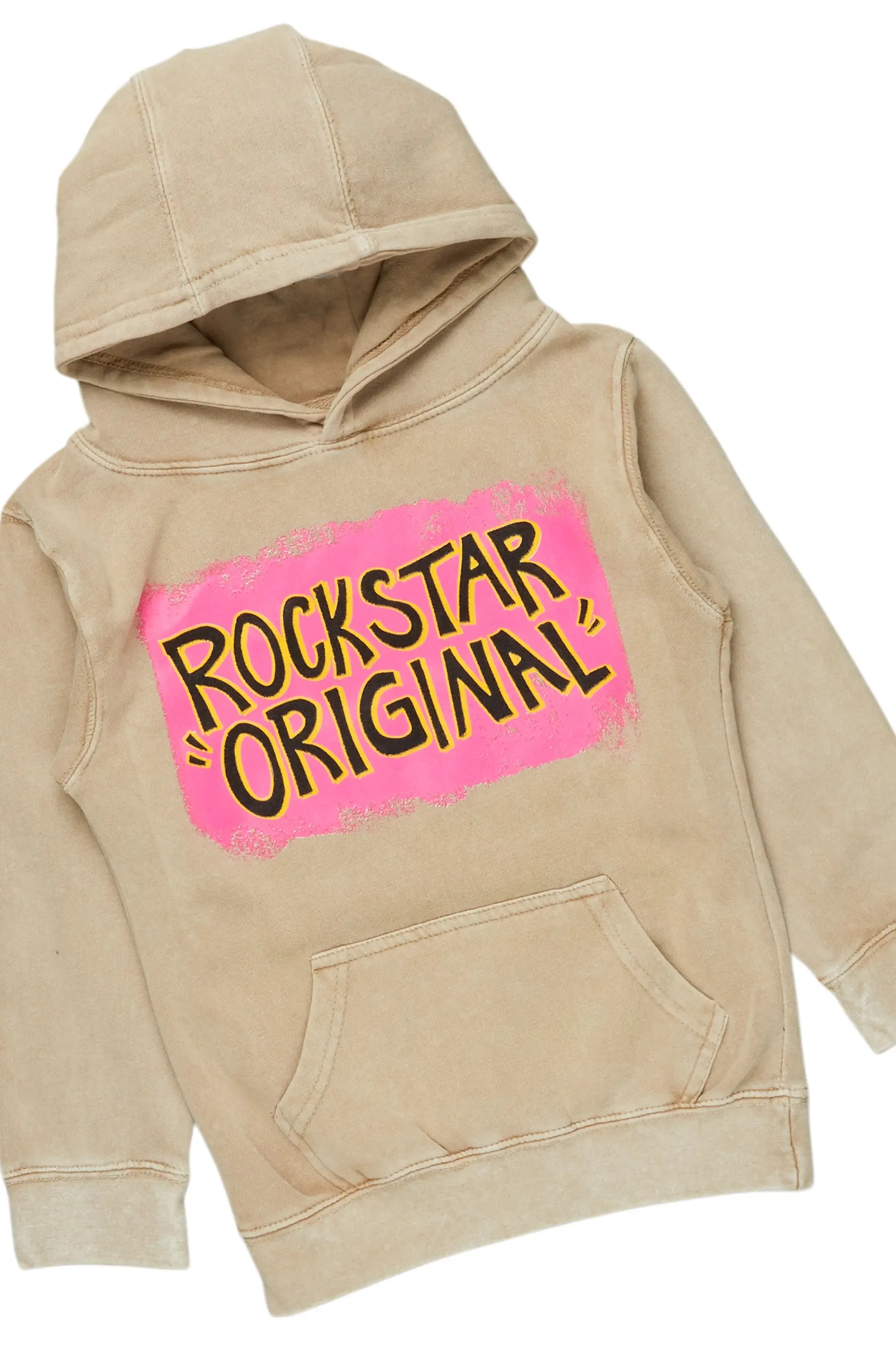 Girls Brielle Blue/Vintage Beige Hoodie/Stacked Flare Jean Set sold by Rockstar Original product image thumbnail 2