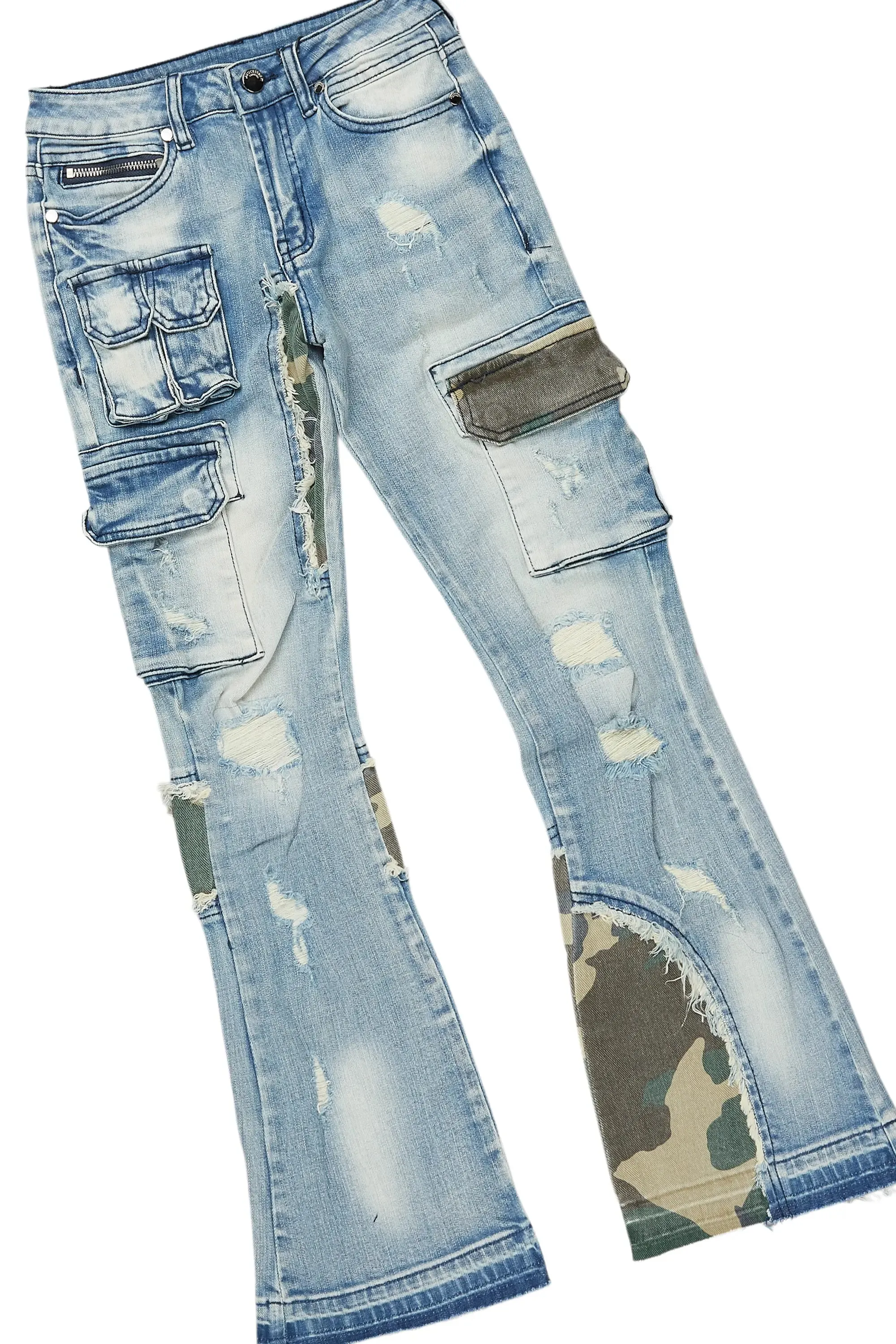 Boys Beau Vintage Beige Hoodie/Stacked Flare Jean Set sold by Rockstar Original product image thumbnail 4