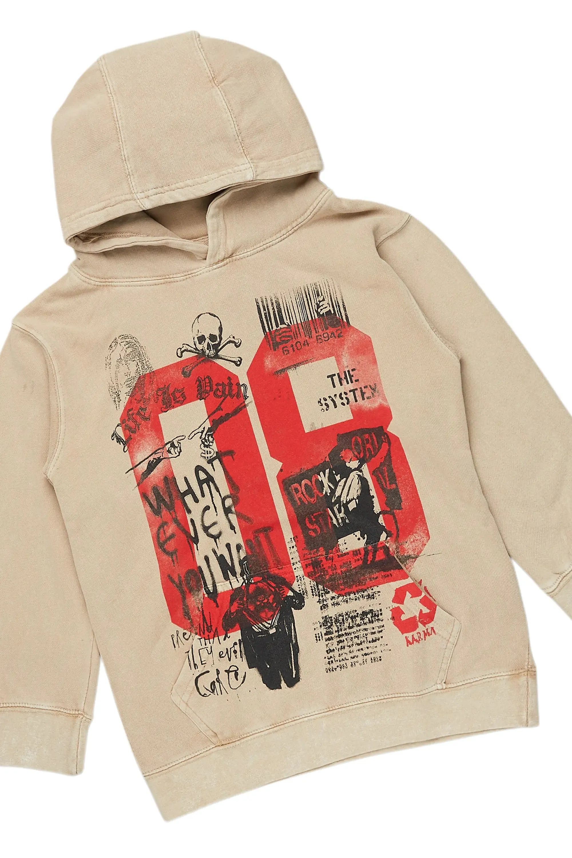 Boys Beau Vintage Beige Hoodie/Stacked Flare Jean Set sold by Rockstar Original product image thumbnail 2