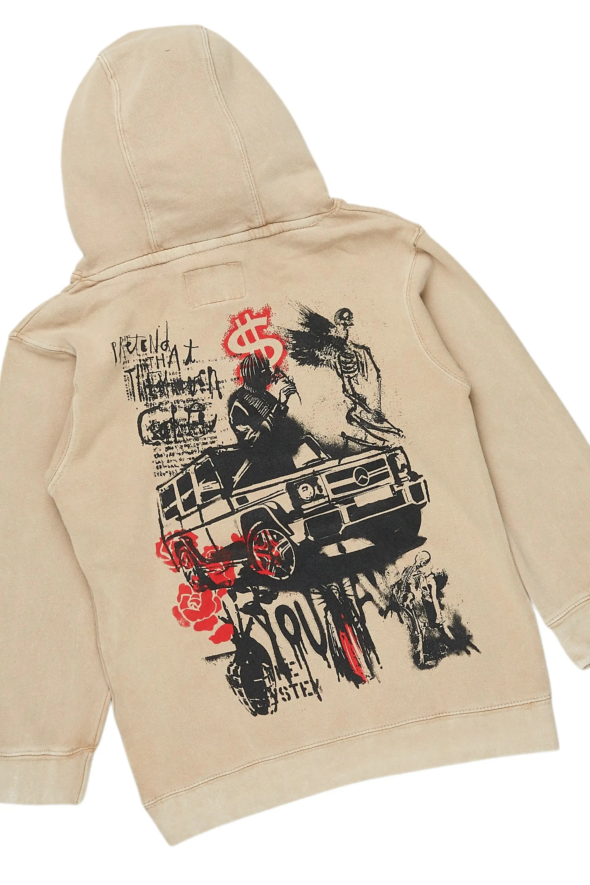 Boys Beau Vintage Beige Hoodie/Stacked Flare Jean Set sold by Rockstar Original product image thumbnail 3