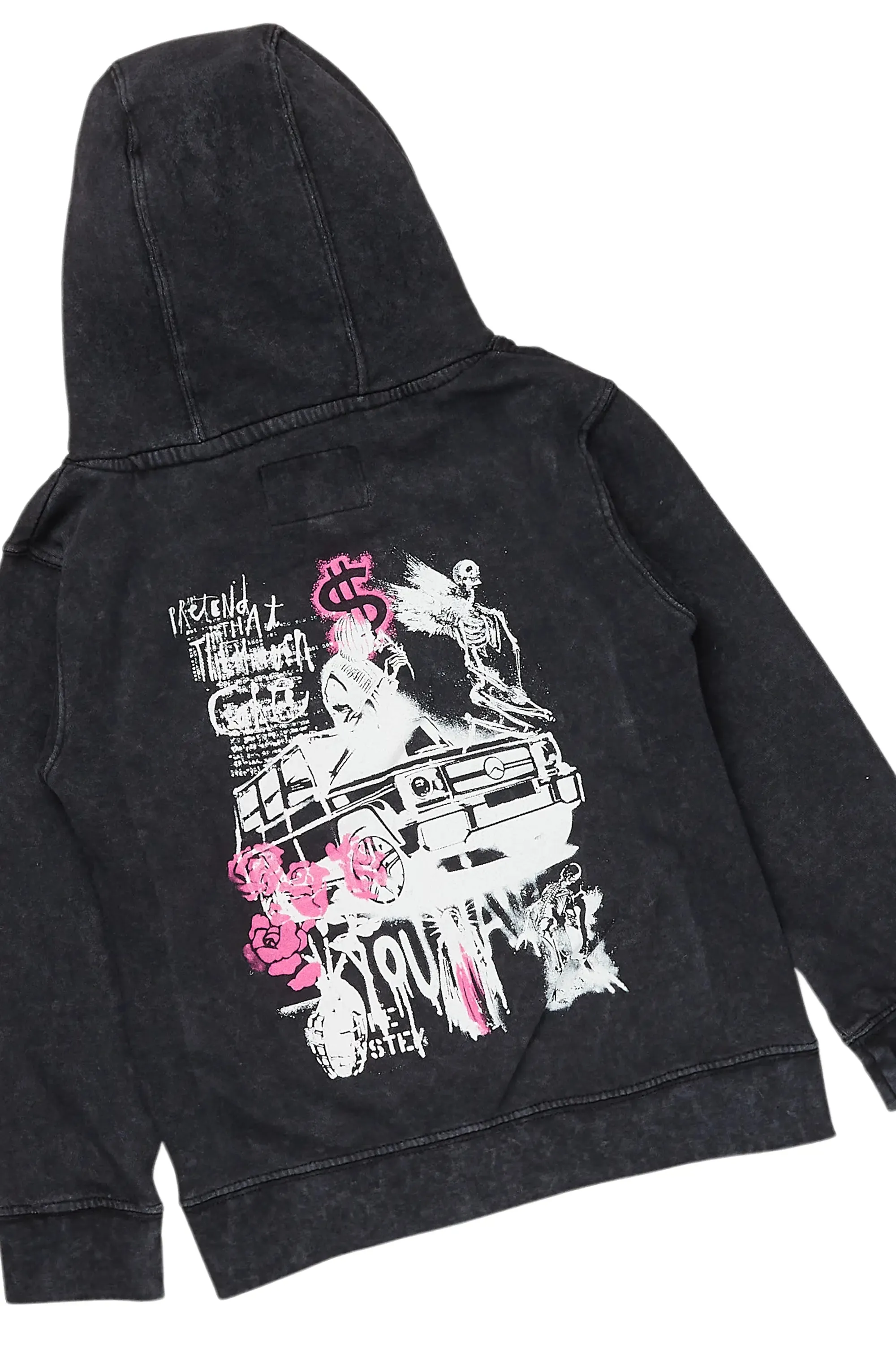 Girls Kammy Vintage Black Hoodie/Stacked Flare Jean Set sold by Rockstar Original product image thumbnail 3