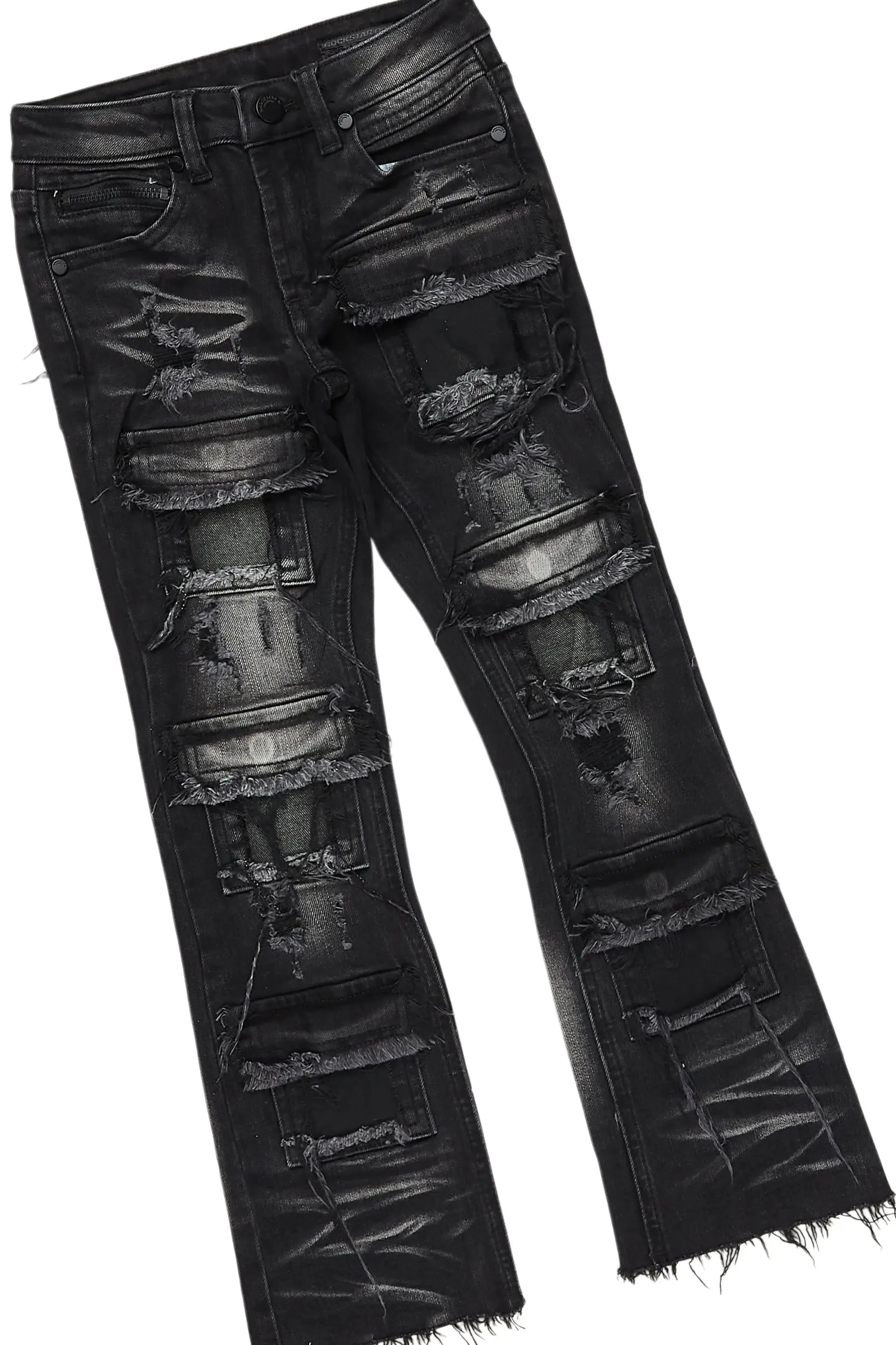 Girls Kammy Vintage Black Hoodie/Stacked Flare Jean Set sold by Rockstar Original product image thumbnail 4