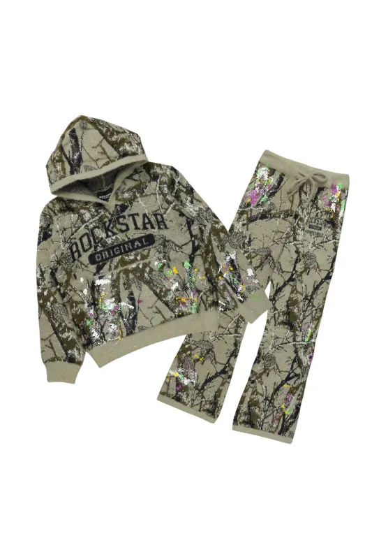 Boys Orson Tree Camo Stacked Flare Knitted Mohair Track Set sold by Rockstar Original