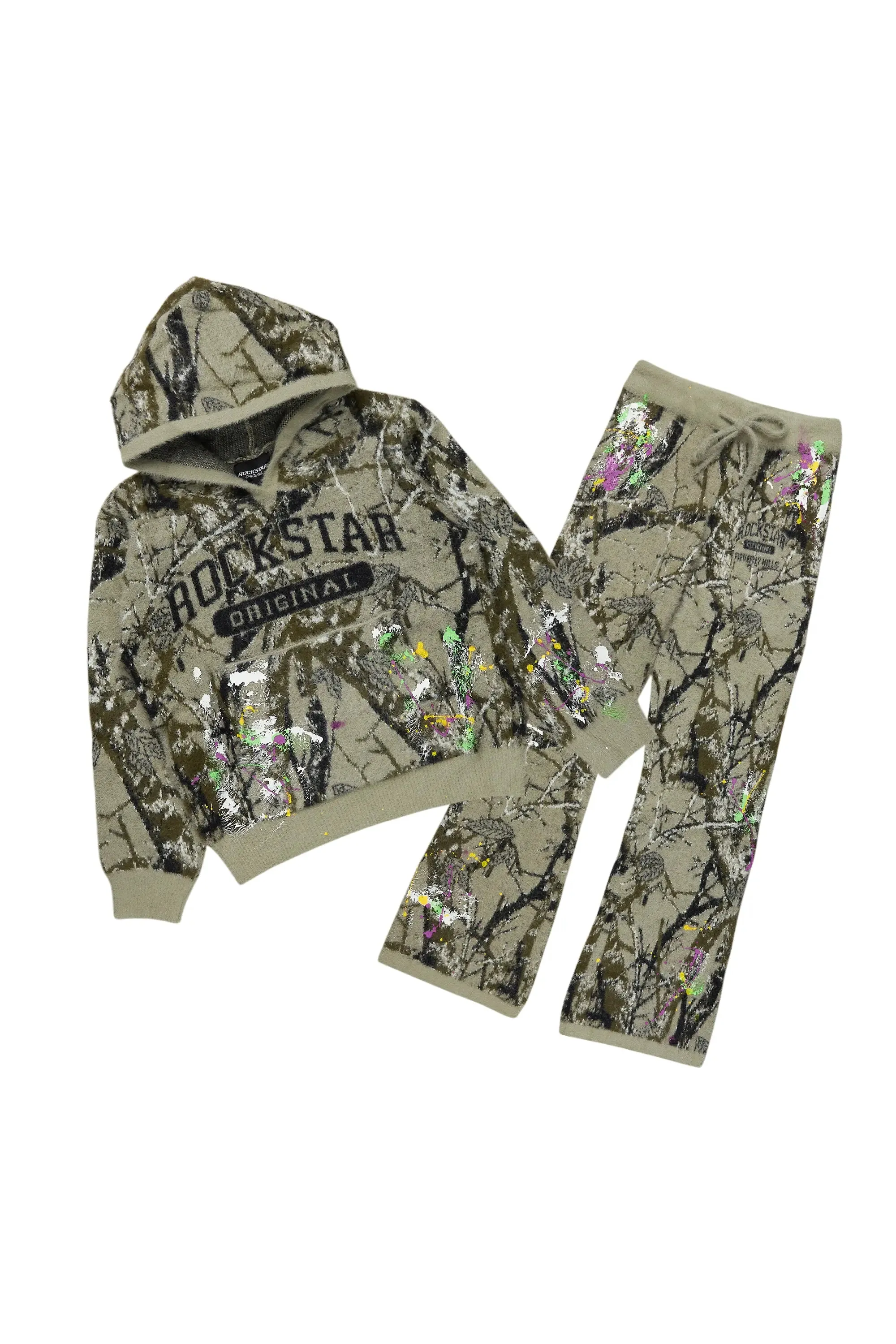 Boys Orson Tree Camo Stacked Flare Knitted Mohair Track Set sold by Rockstar Original