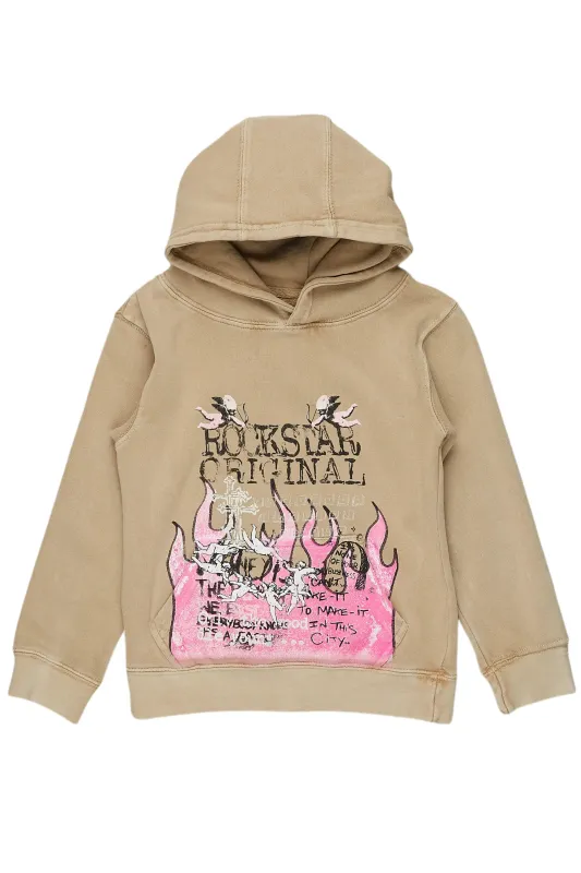 Girls Leira Vintage Beige Graphic Hoodie sold by Rockstar Original