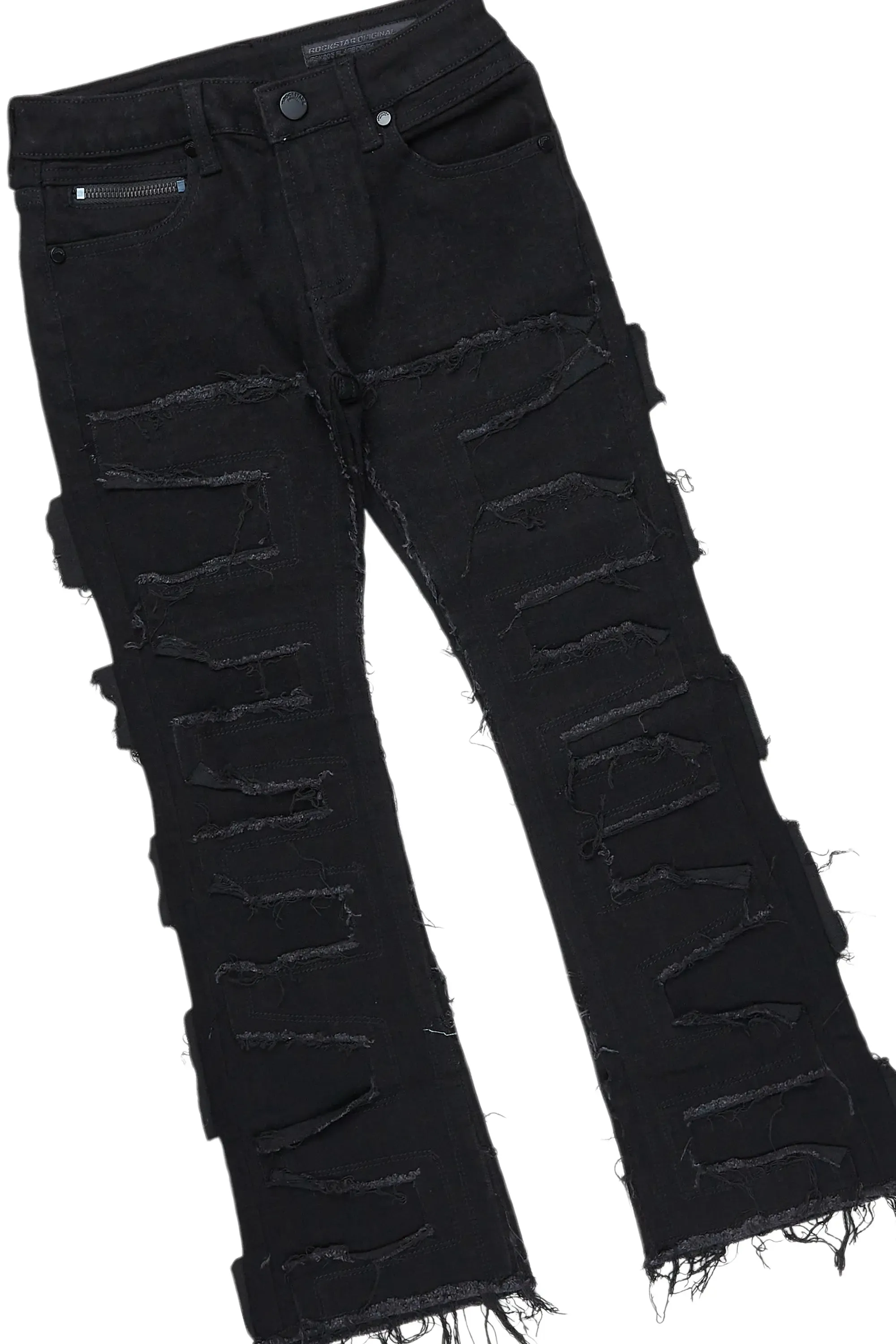 Girls Janny Grey/Black Hoodie/Stacked Flare Jean Set sold by Rockstar Original product image thumbnail 3
