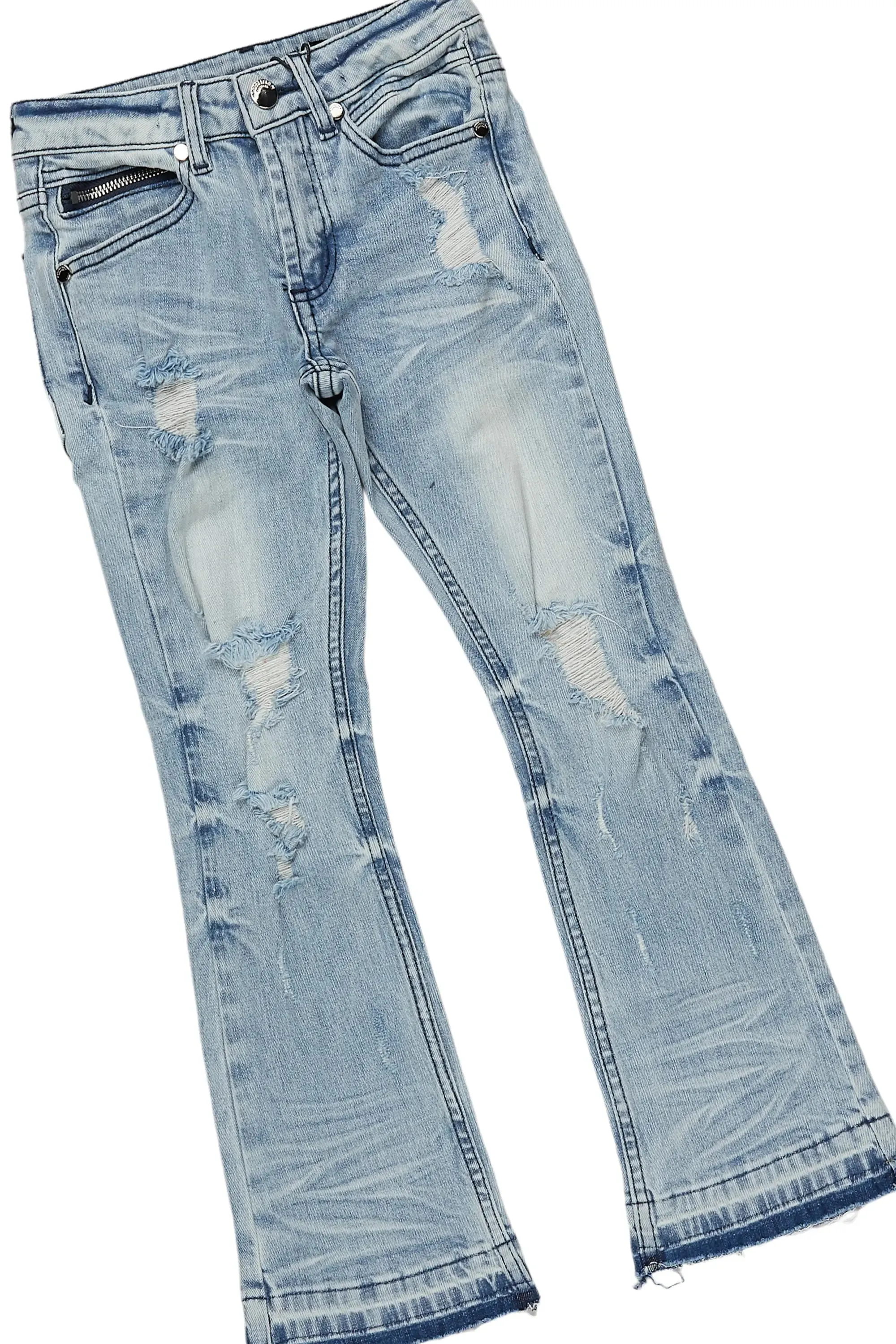 Girls Janny Grey/Blue Hoodie/Stacked Flare Jean Set sold by Rockstar Original product image thumbnail 3
