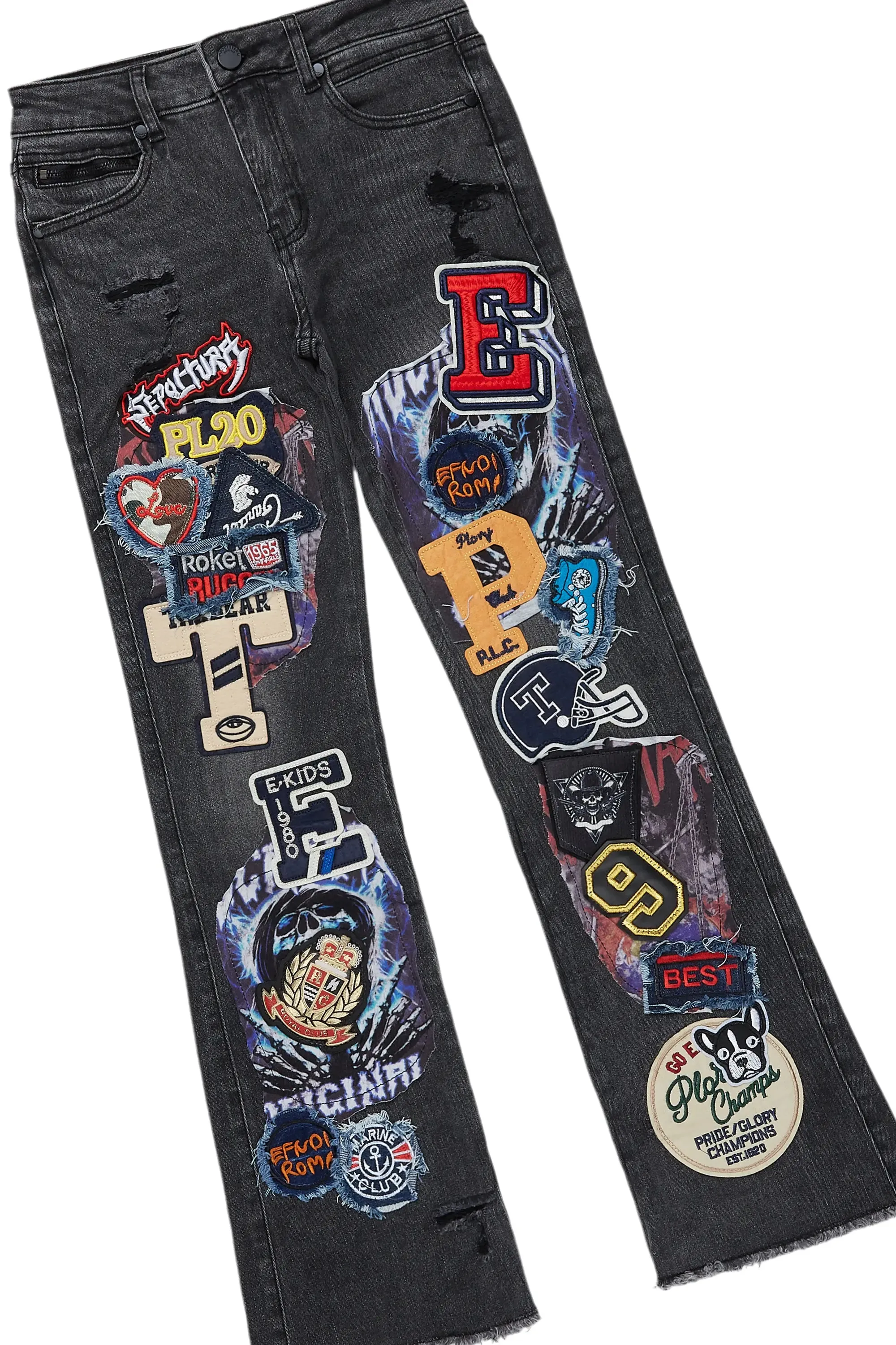 Boys Kait Black T-Shirt/Stacked Flare Jean Set sold by Rockstar Original product image thumbnail 3