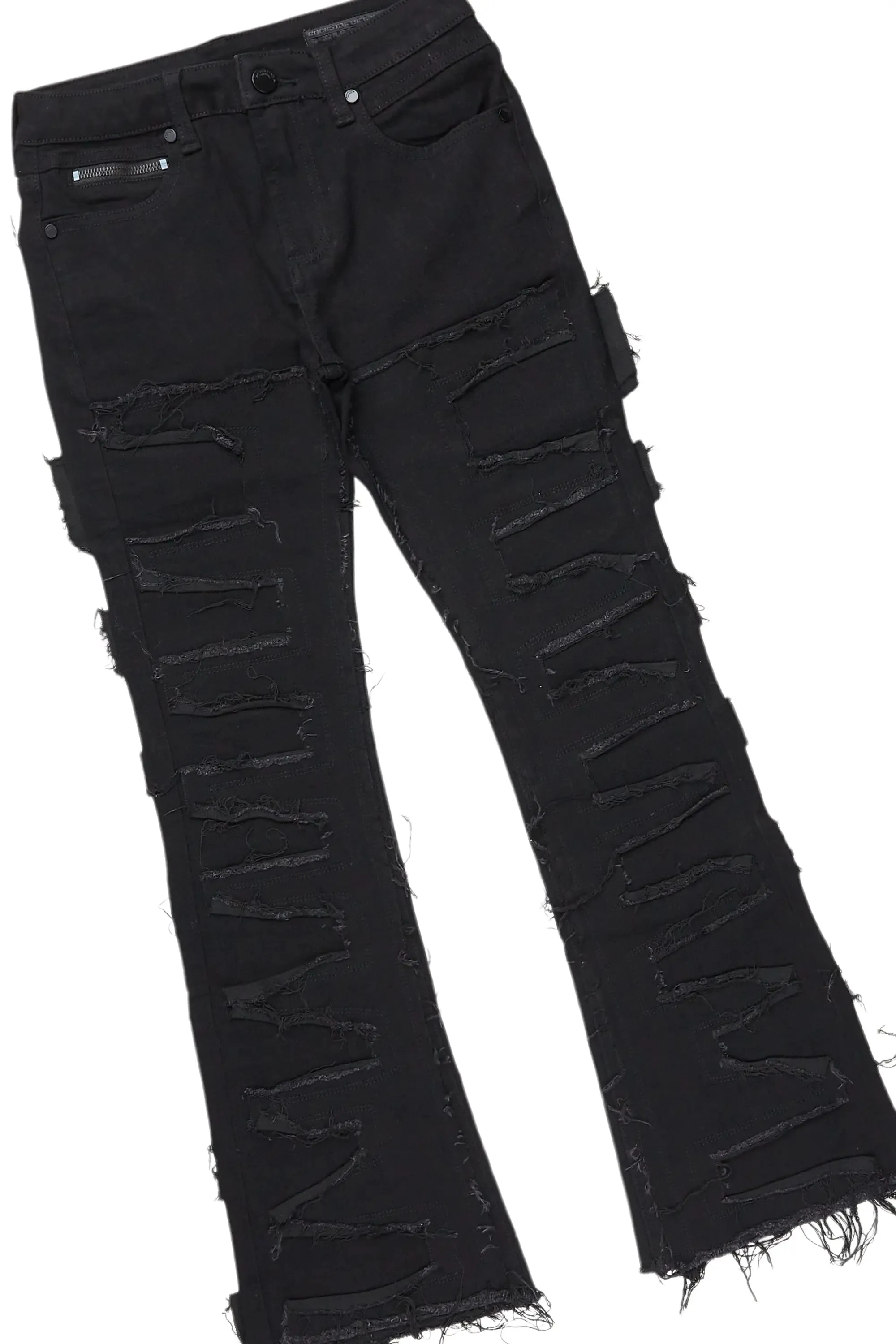 Girls Lucia Pink/Black Hoodie/Stacked Flare Jean Set sold by Rockstar Original product image thumbnail 3