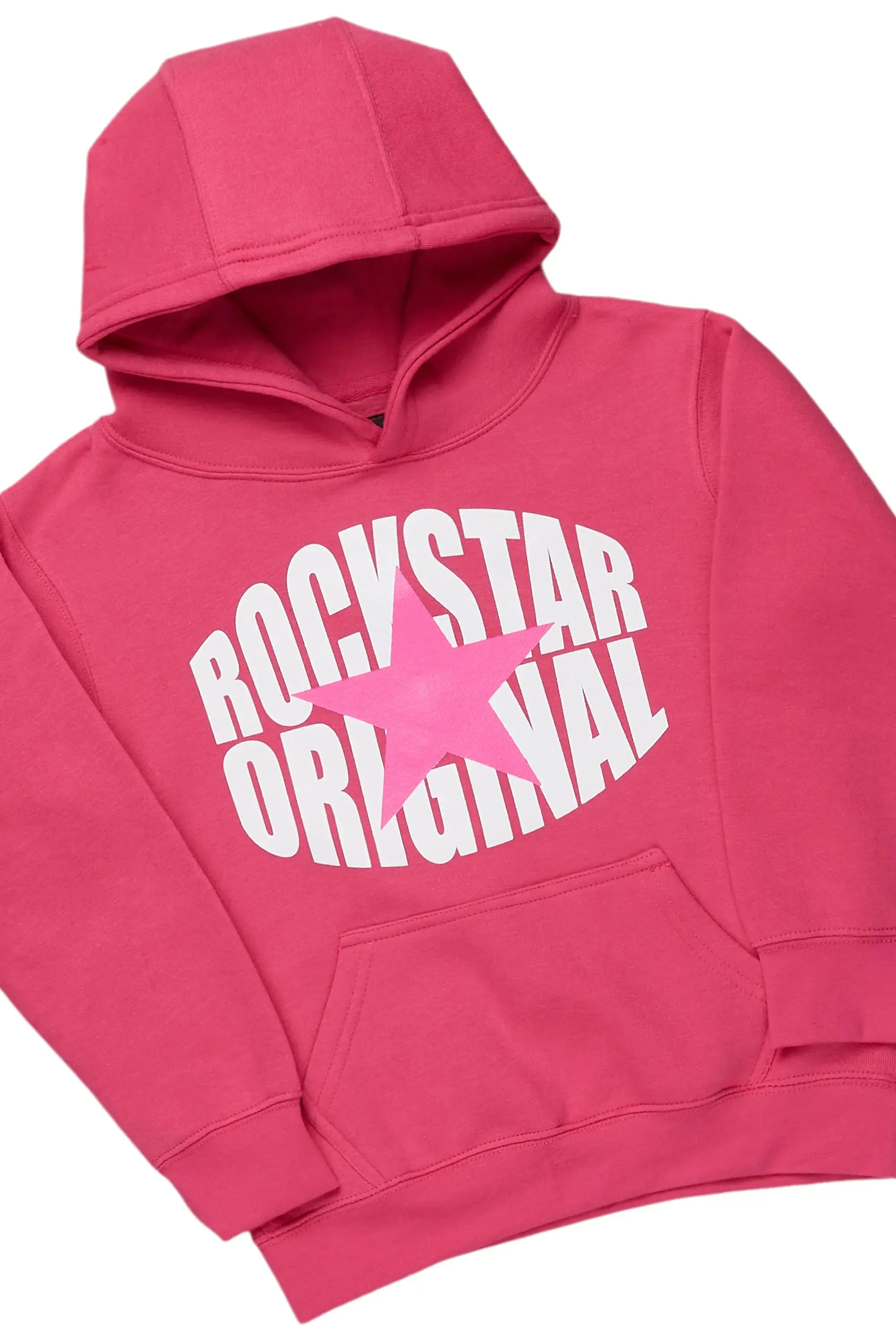 Girls Lucia Pink/Black Hoodie/Stacked Flare Jean Set sold by Rockstar Original product image thumbnail 2