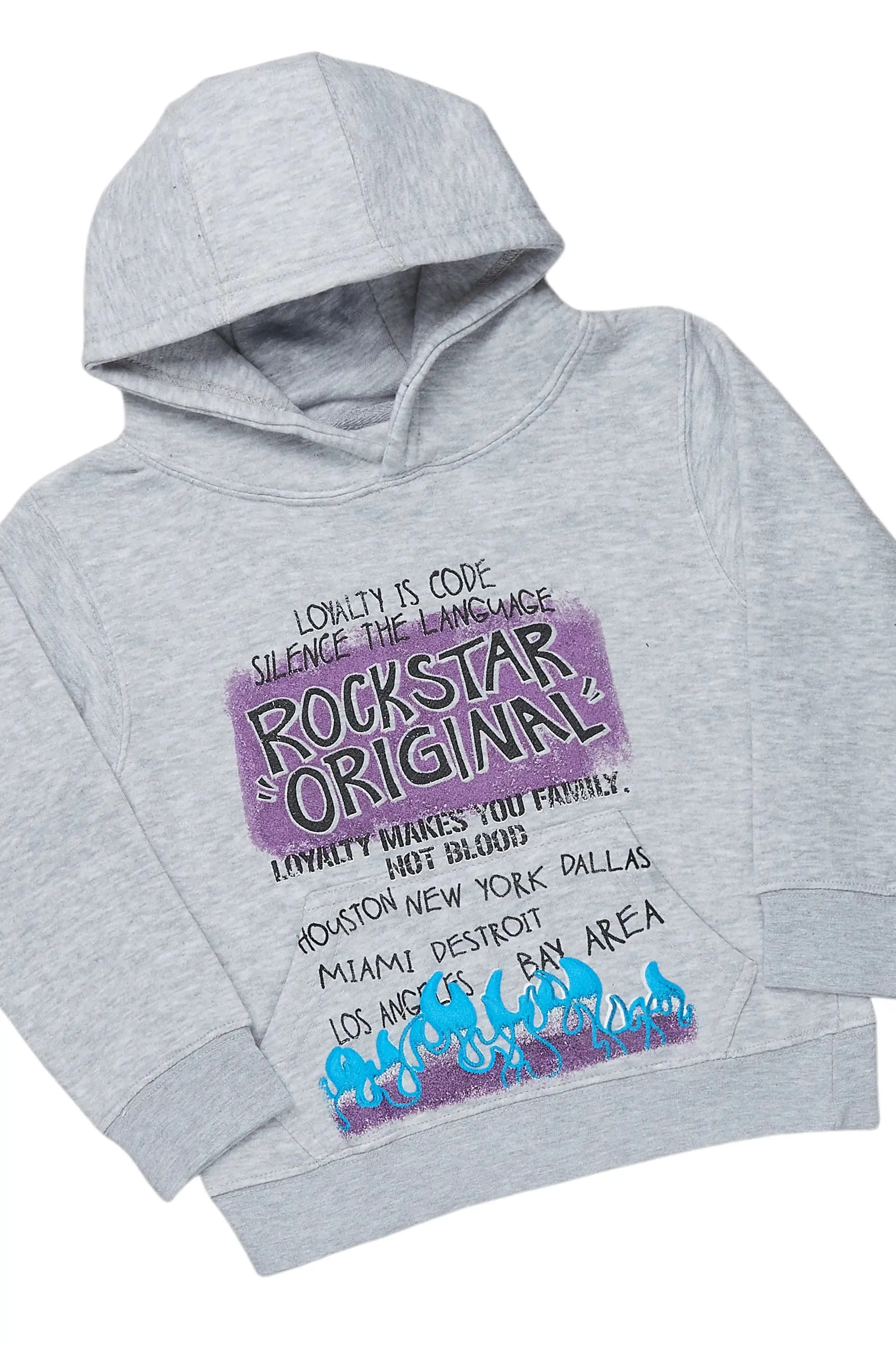 Girls Bena Grey Hoodie/Stacked Flare Jean Set sold by Rockstar Original product image thumbnail 2