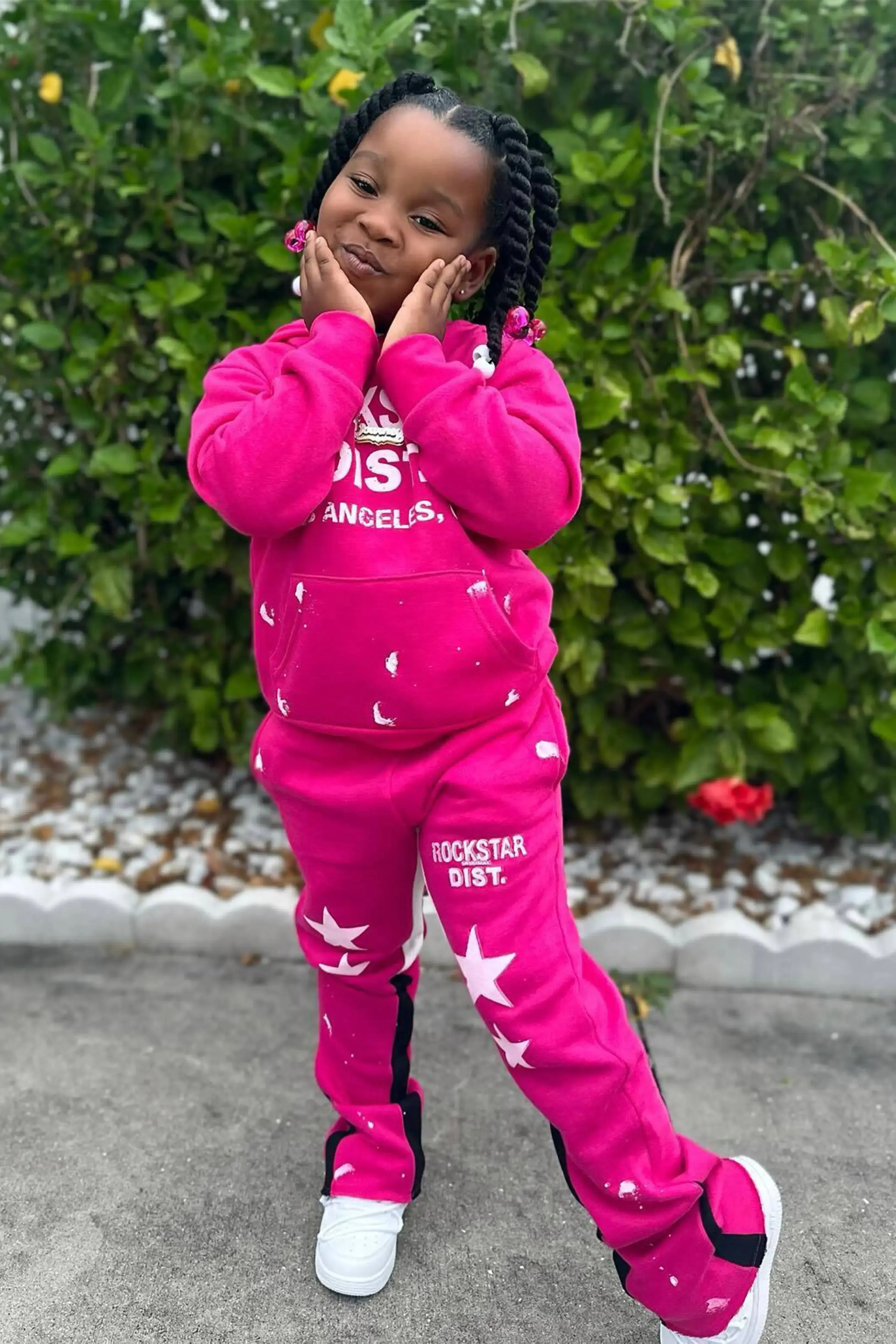 Girls Harlow Fuchsia Hoodie Stacked Flare Track Set sold by Rockstar Original product image thumbnail 2