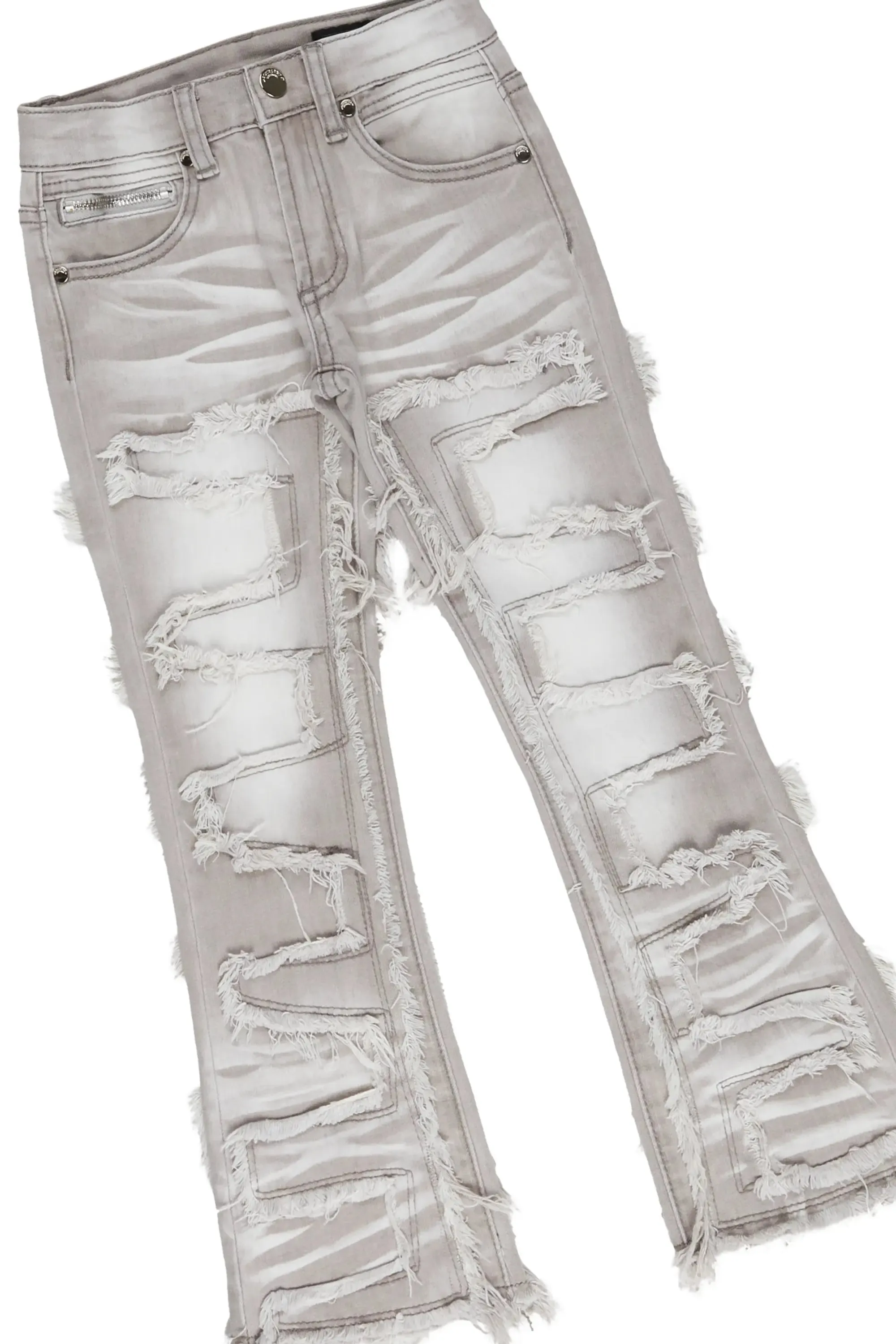 Girls Rosie Grey T-Shirt/Stacked Flare Jean Set sold by Rockstar Original product image thumbnail 3