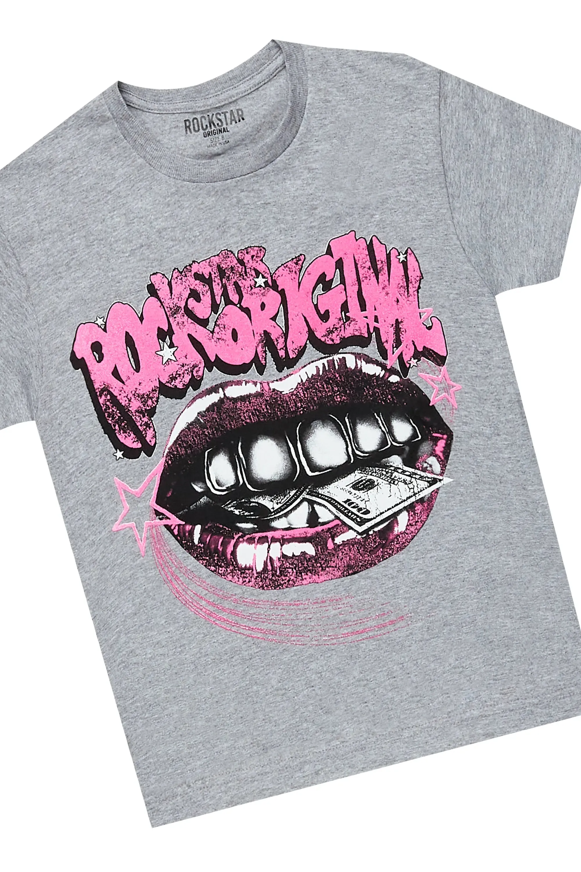 Girls Rosie Grey T-Shirt/Stacked Flare Jean Set sold by Rockstar Original product image thumbnail 2