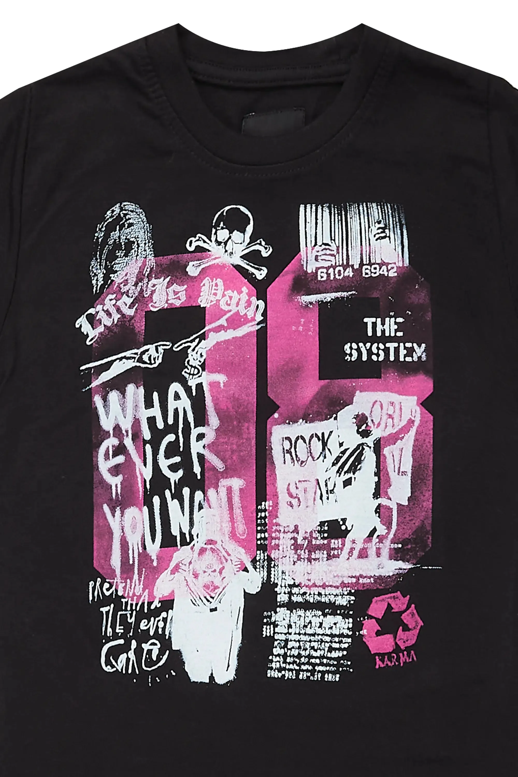 Girls Kammy Black/Pink Graphic T-Shirt sold by Rockstar Original product image thumbnail 2